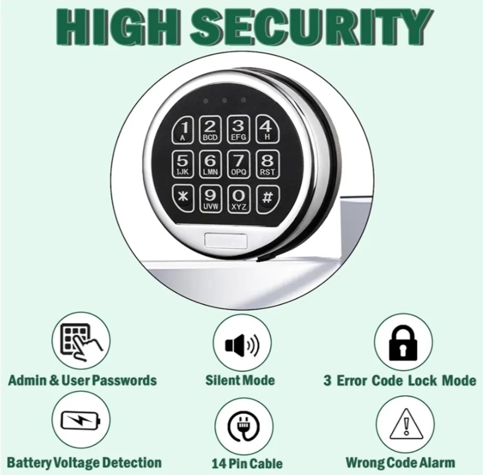 Gun Safe Lock Replacement with Solenoid Lock High Security Chrome Digital Keypad - Thumbnail 4