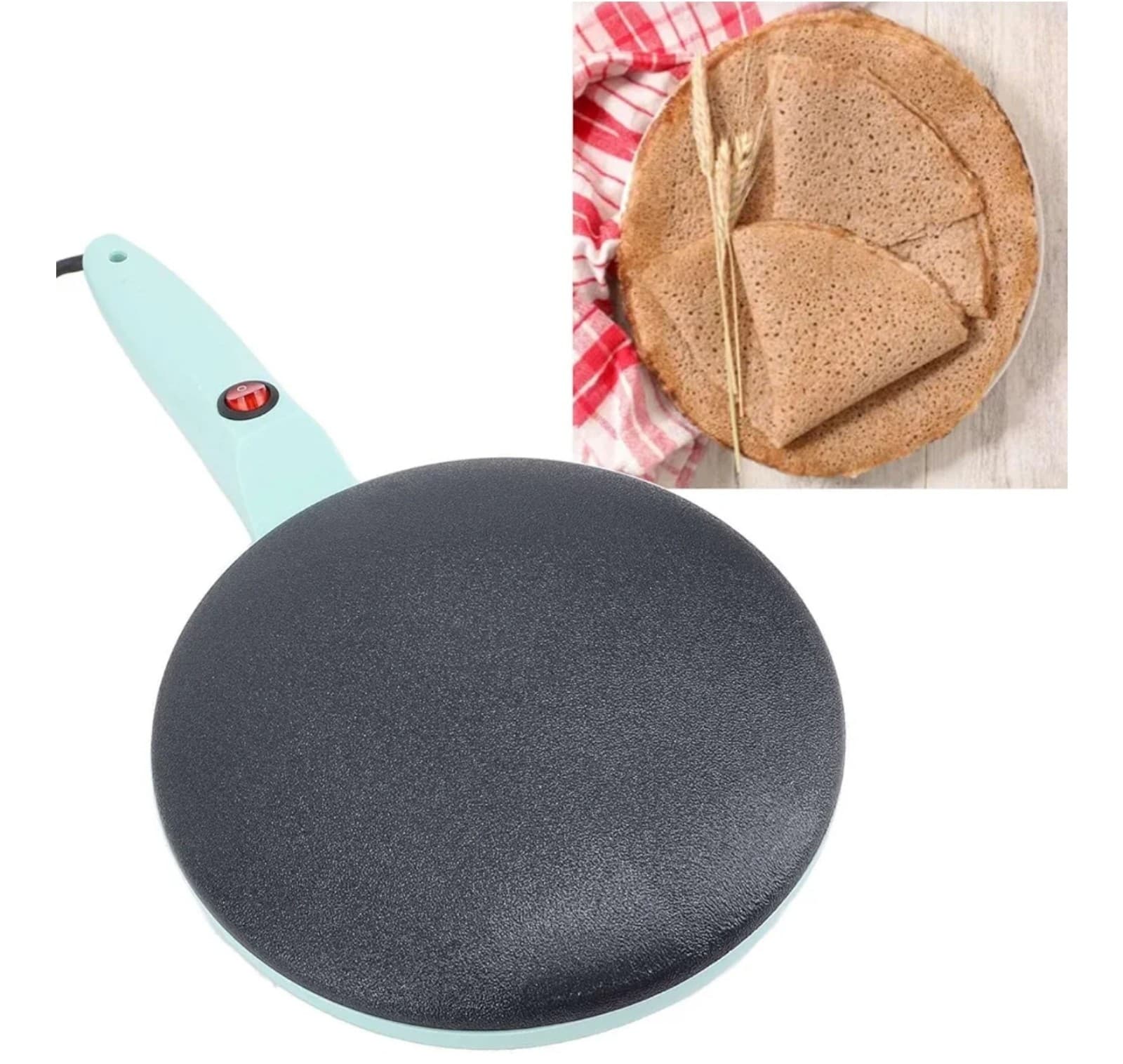Electric Crepe Maker, 8 Inch Portable Crepe Maker Machine with Long Handle, Auto - Thumbnail 5