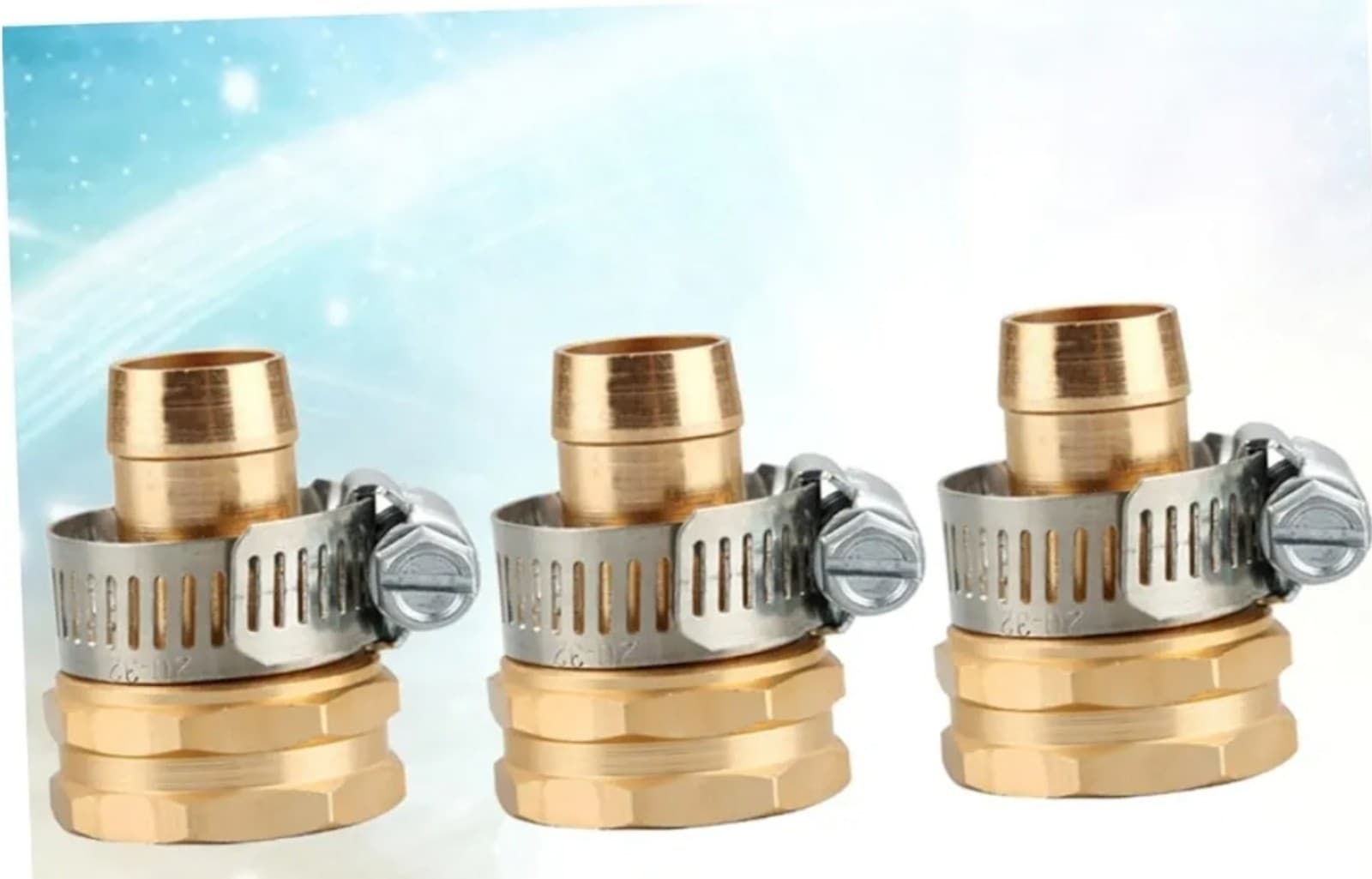 Female Garden Hose Mender 3/8in to Female with Clamps - Image 1