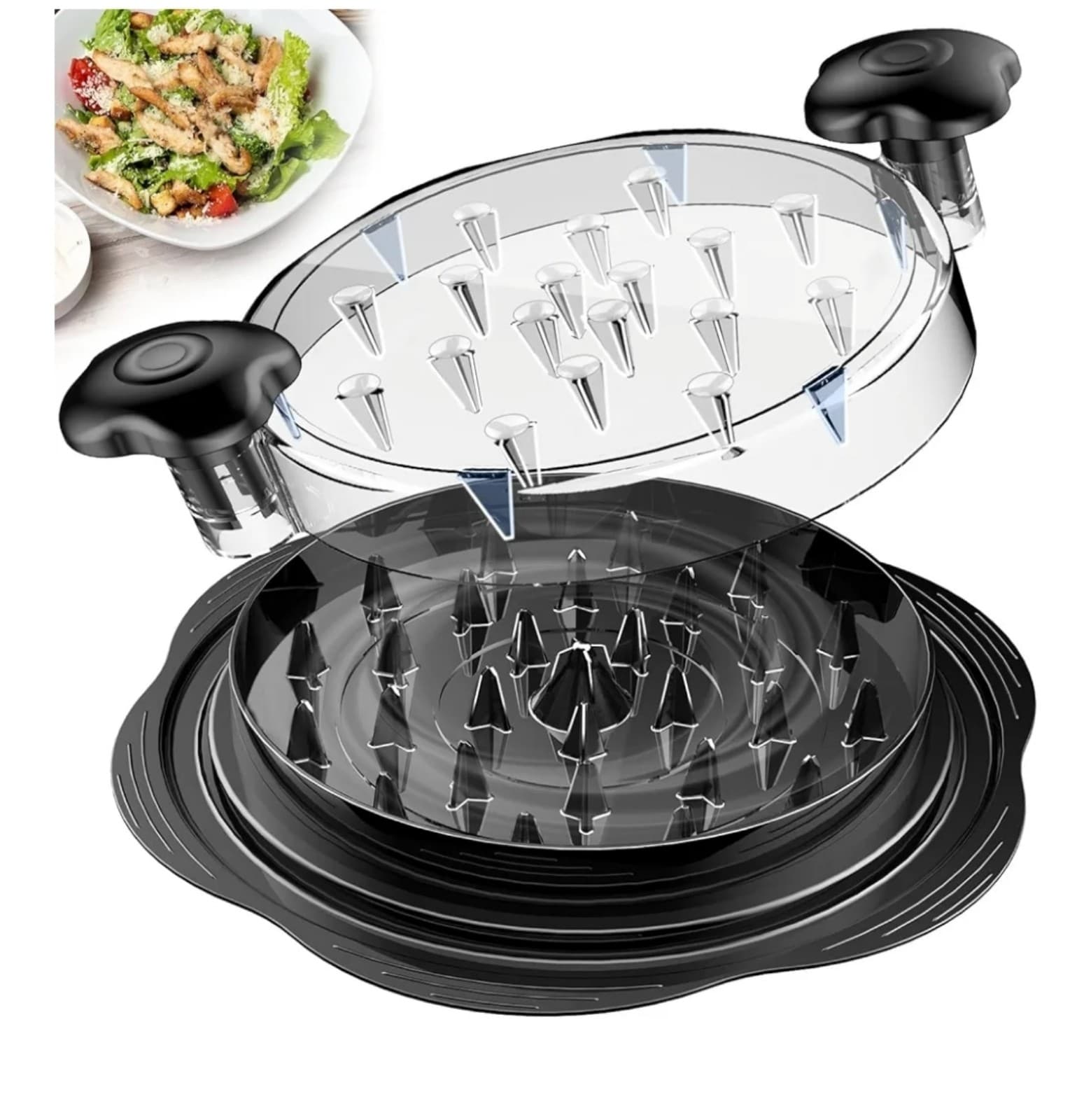 Chicken Shredder Large Chicken Breast Shredder Tool Twist with Brush&Fork, - Image 1