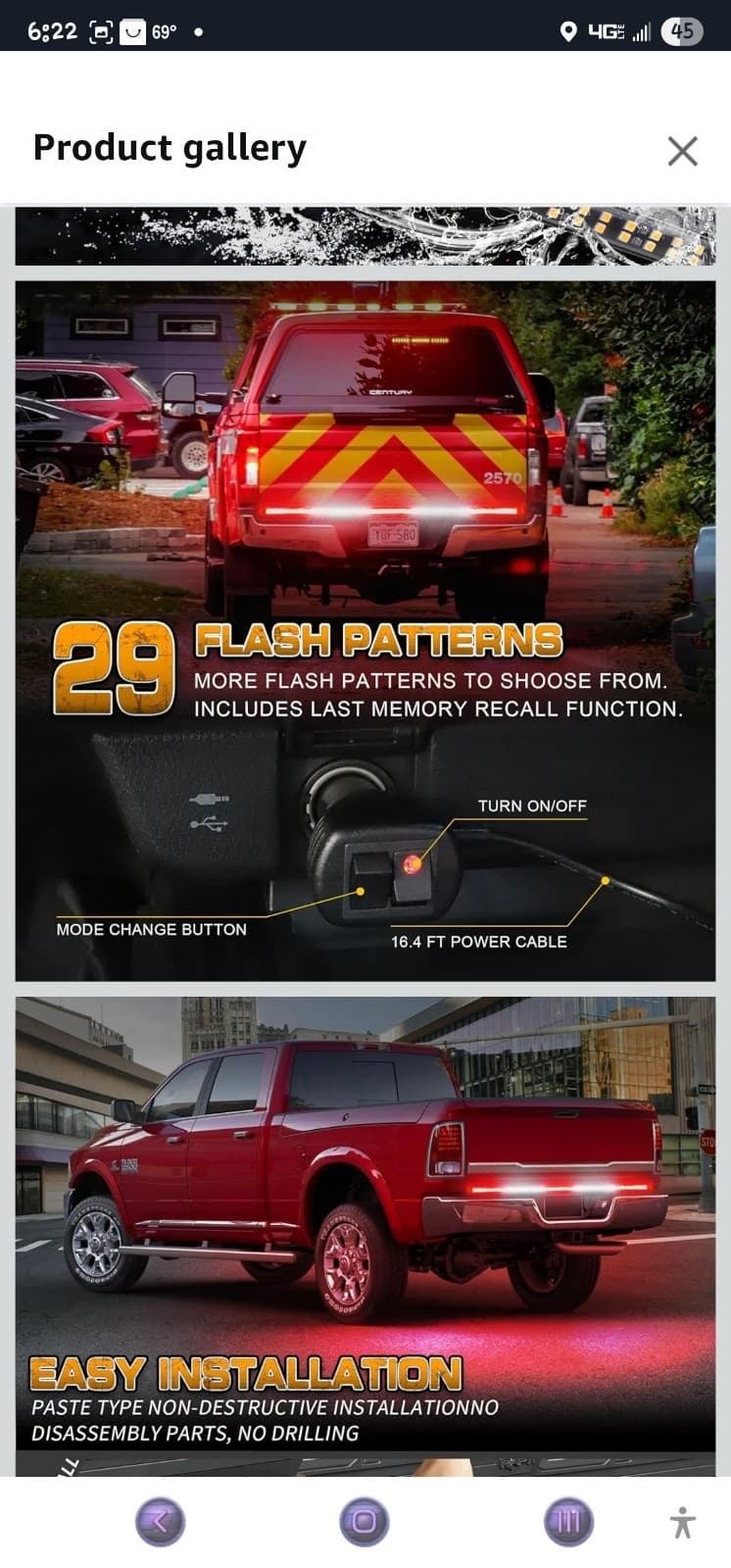 Tailgate Emergency Lights Strip LED Rear Window Red White Strobe Firefighter 72" - Thumbnail 4