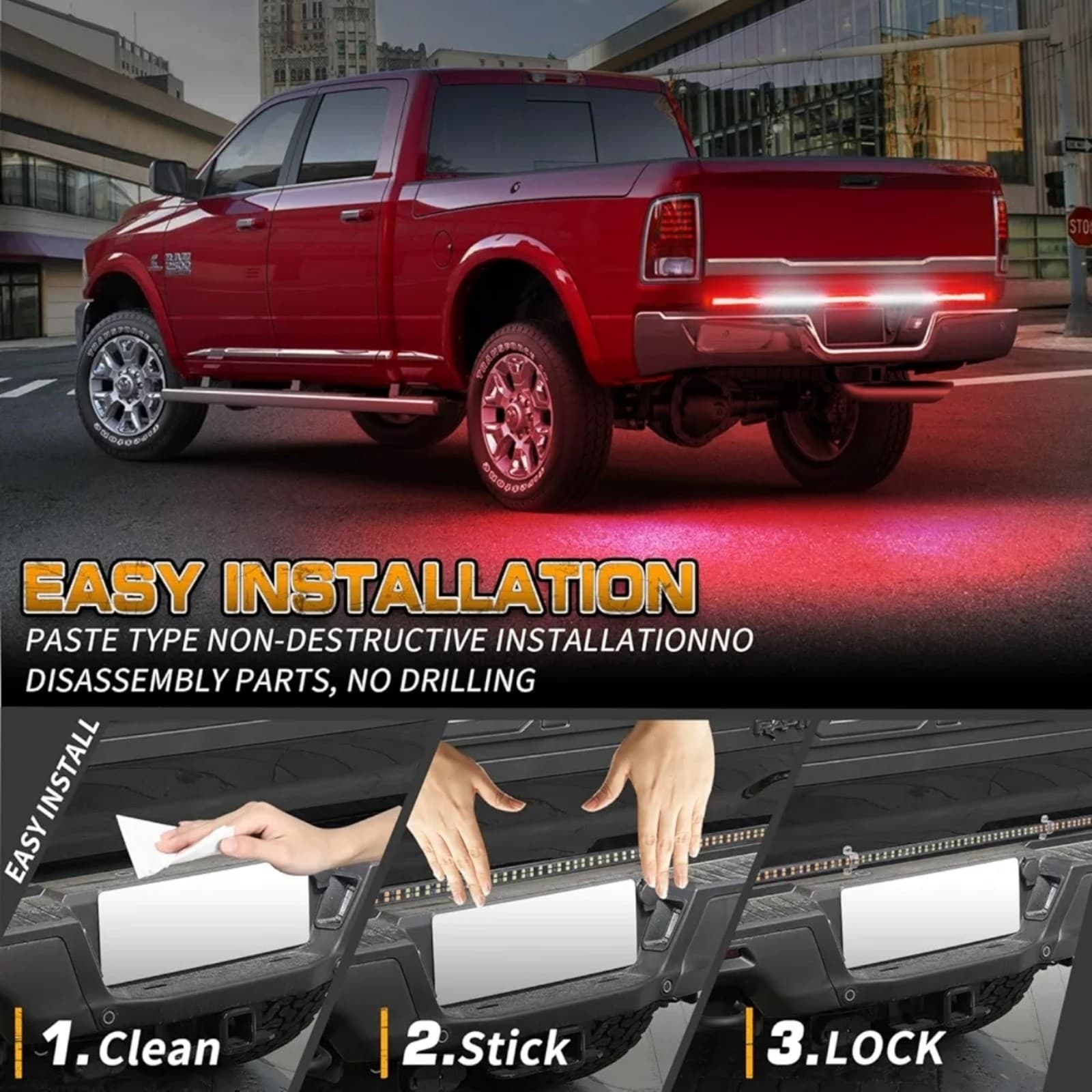 Tailgate Emergency Lights Strip LED Rear Window Red White Strobe Firefighter 72" - Thumbnail 5