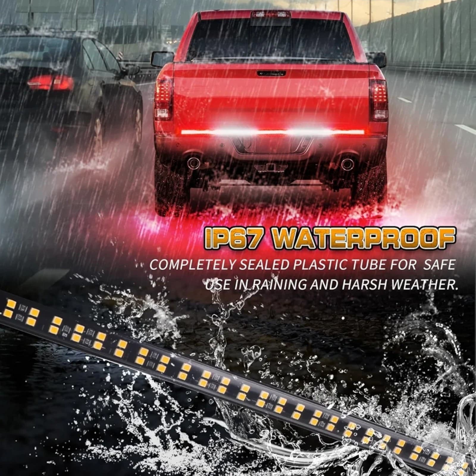 Tailgate Emergency Lights Strip LED Rear Window Red White Strobe Firefighter 72" - Thumbnail 3