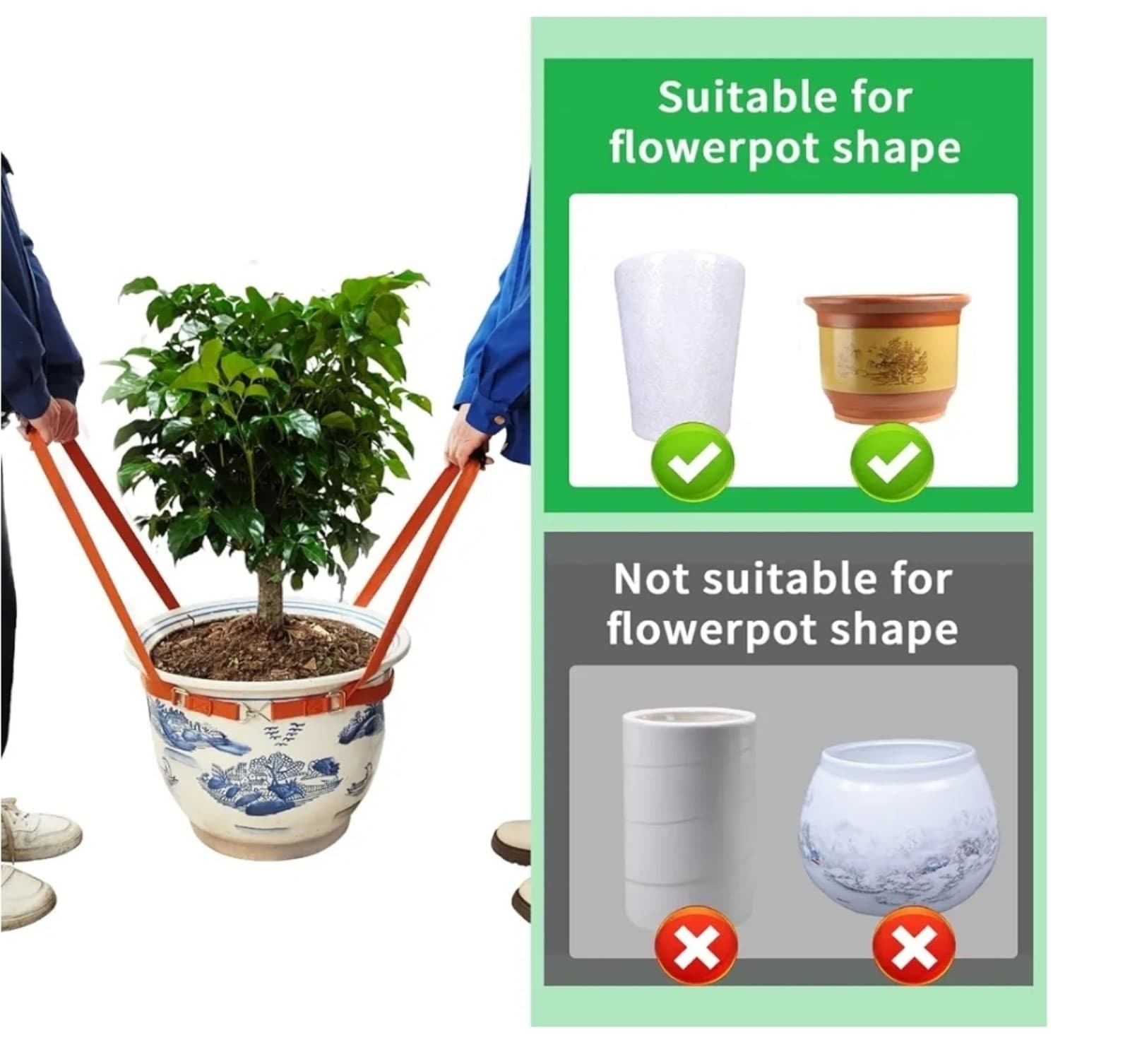 Potted Plant Mover,Plant Lifting Straps for Garden Flower Pots, Planters,Rocks, - Thumbnail 6