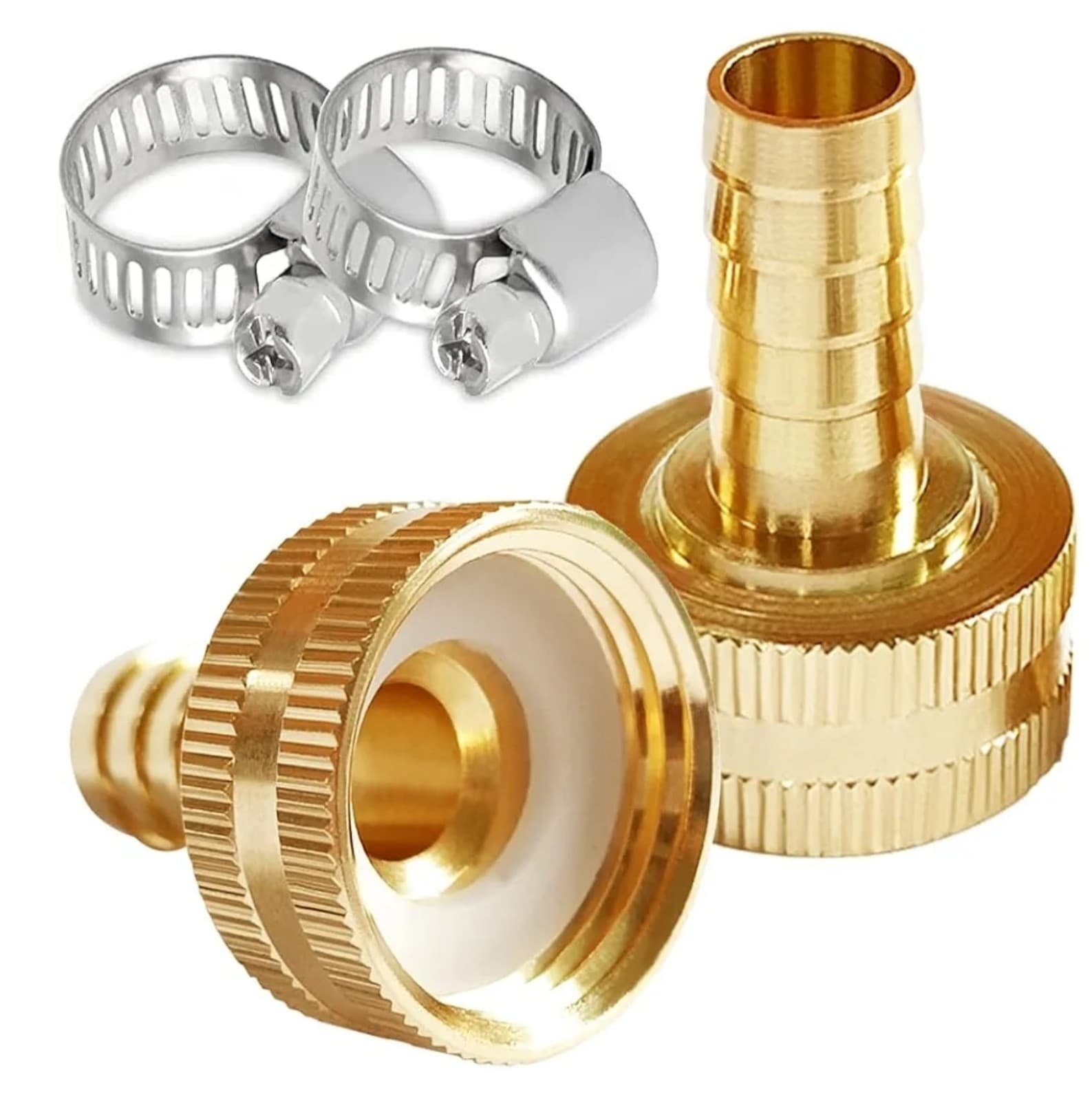 Female Garden Hose Mender 3/8in to Female with Clamps - Thumbnail 2