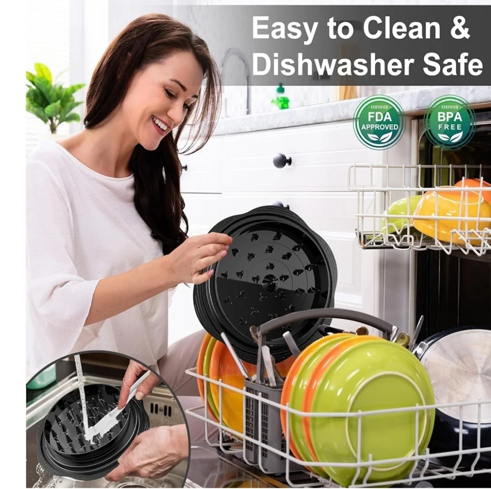 Chicken Shredder Large Chicken Breast Shredder Tool Twist with Brush&Fork, - Thumbnail 4