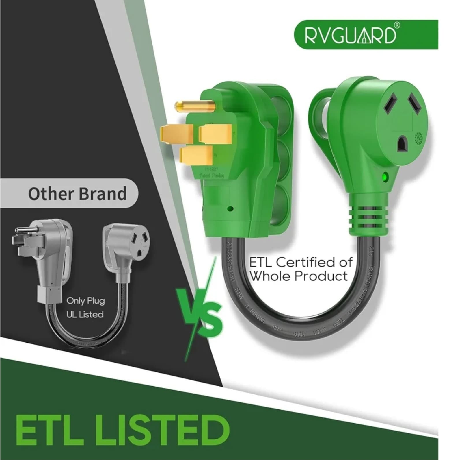 50 Amp to 30 Amp RV Adapter Cord 12 Inch, NEMA 14-50P to NEMA TT-30R, Dogbone - Thumbnail 4