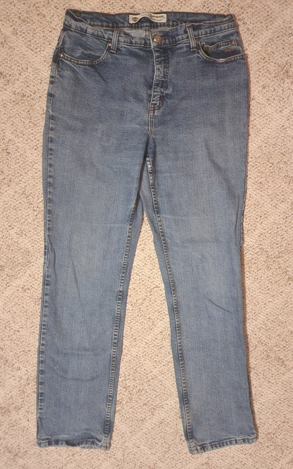 Women's Harley-Davidson Regular Straight Leg Denim Blue Jeans sz 12 - Image 1