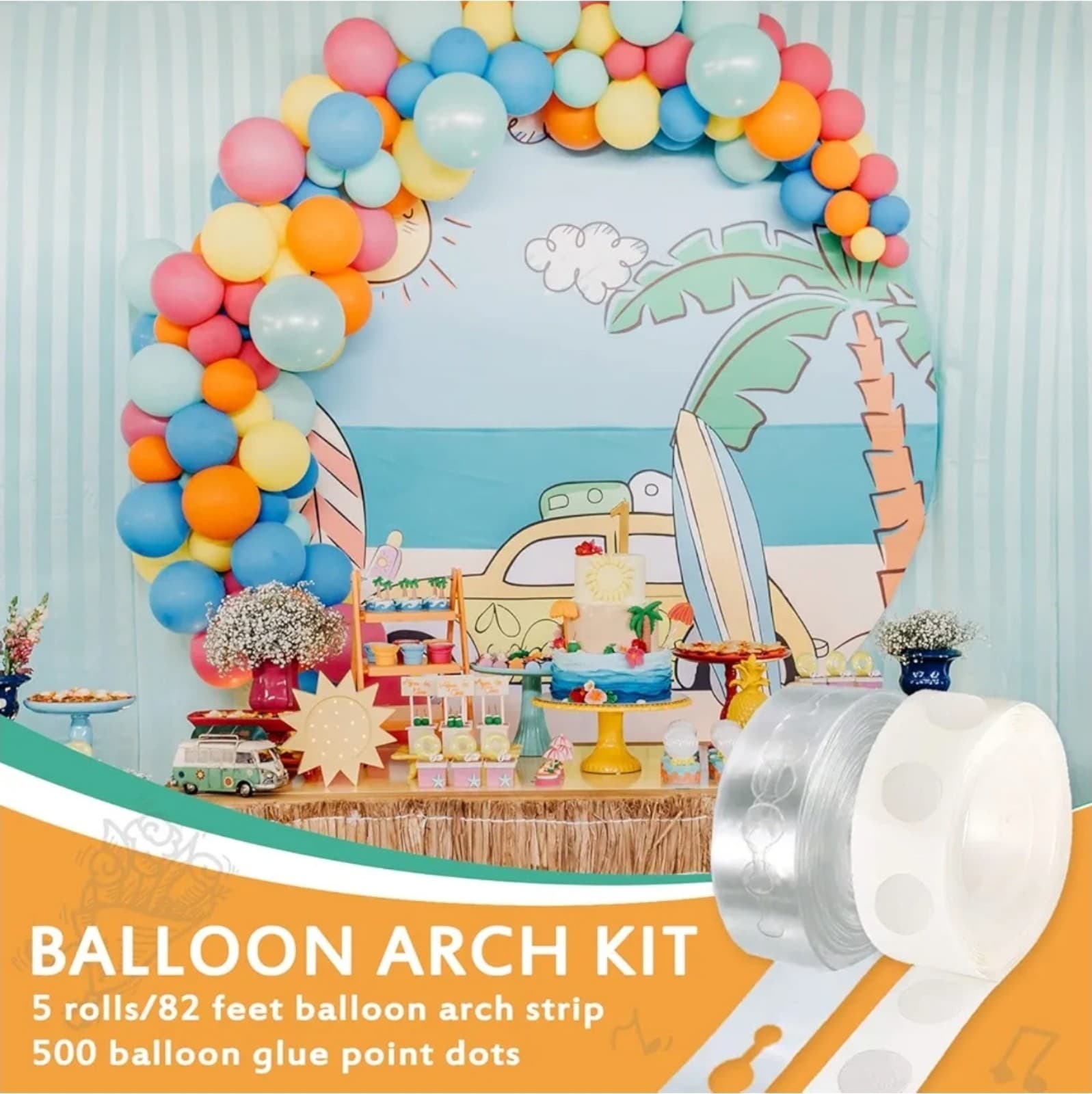 Balloon Arch Kit, 82ft Easy DIY Balloon Decorating Garland Strip & 500Pcs Glue - Thumbnail 2