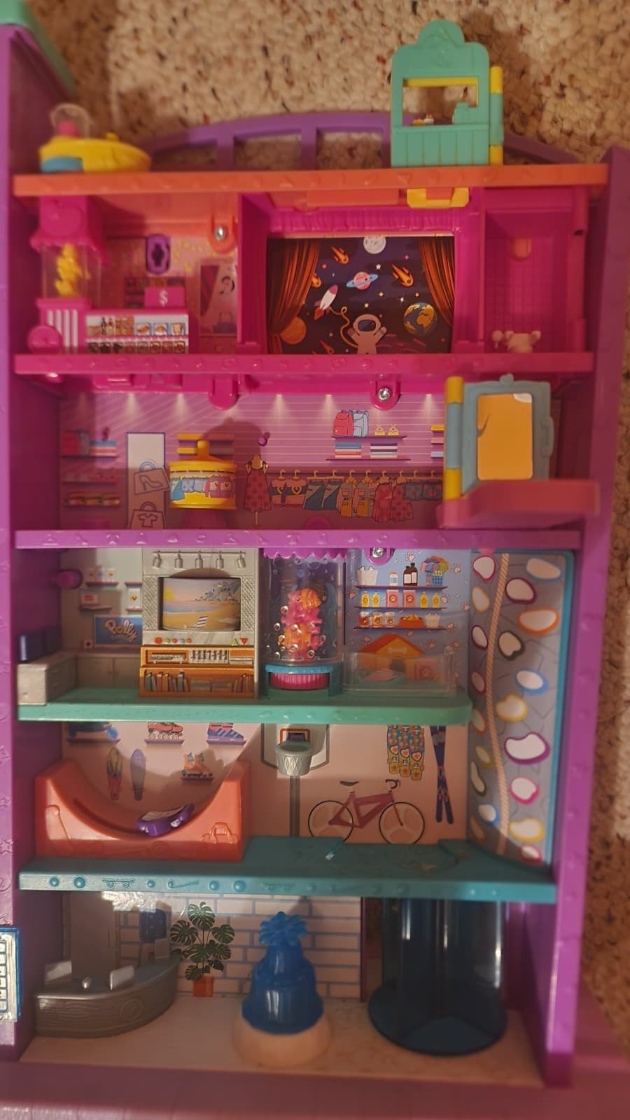 Polly Pocket Mega Mall with 6 Floors, Elevator, Vehicle, Parking Garage - Thumbnail 4