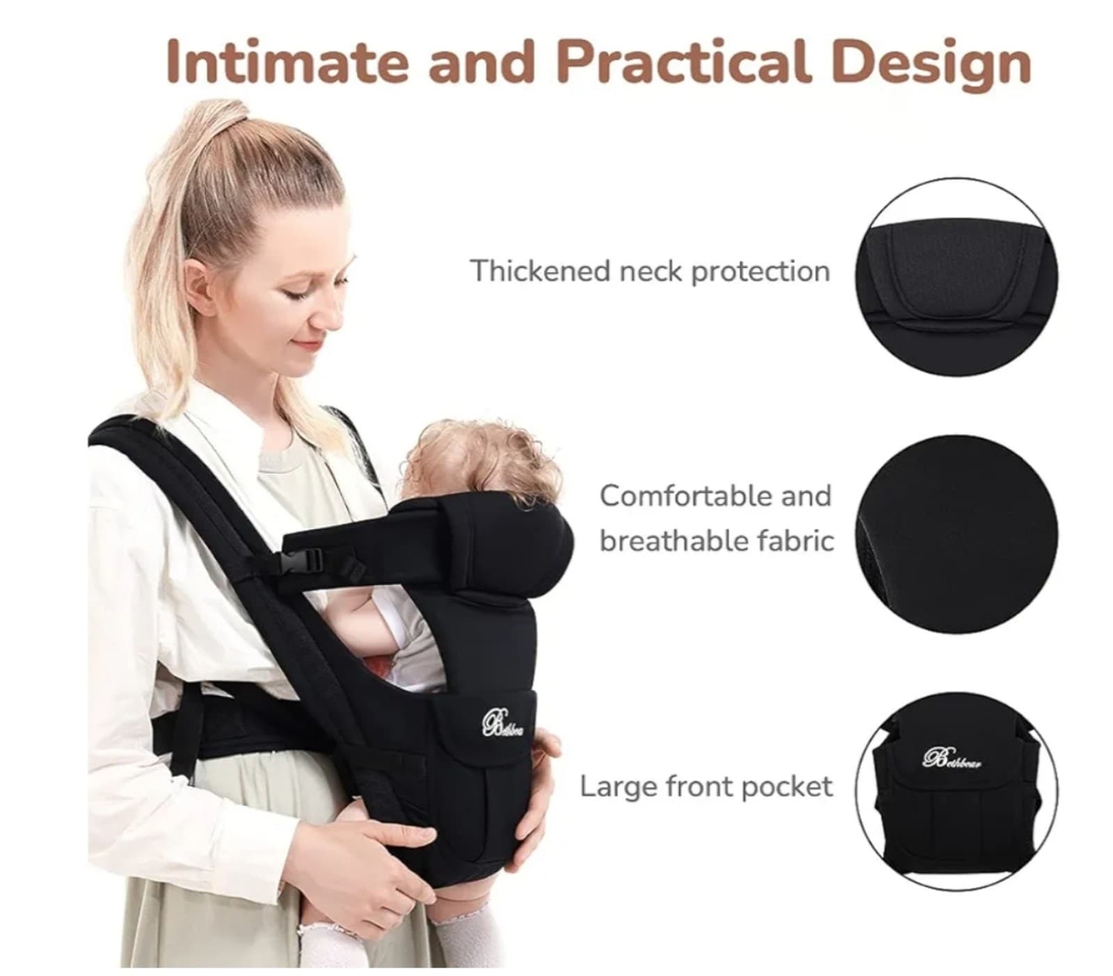 Baby Carrier 4-in-1 Ergonomic Backpack Baby Wrap Carrier - Thumbnail 2