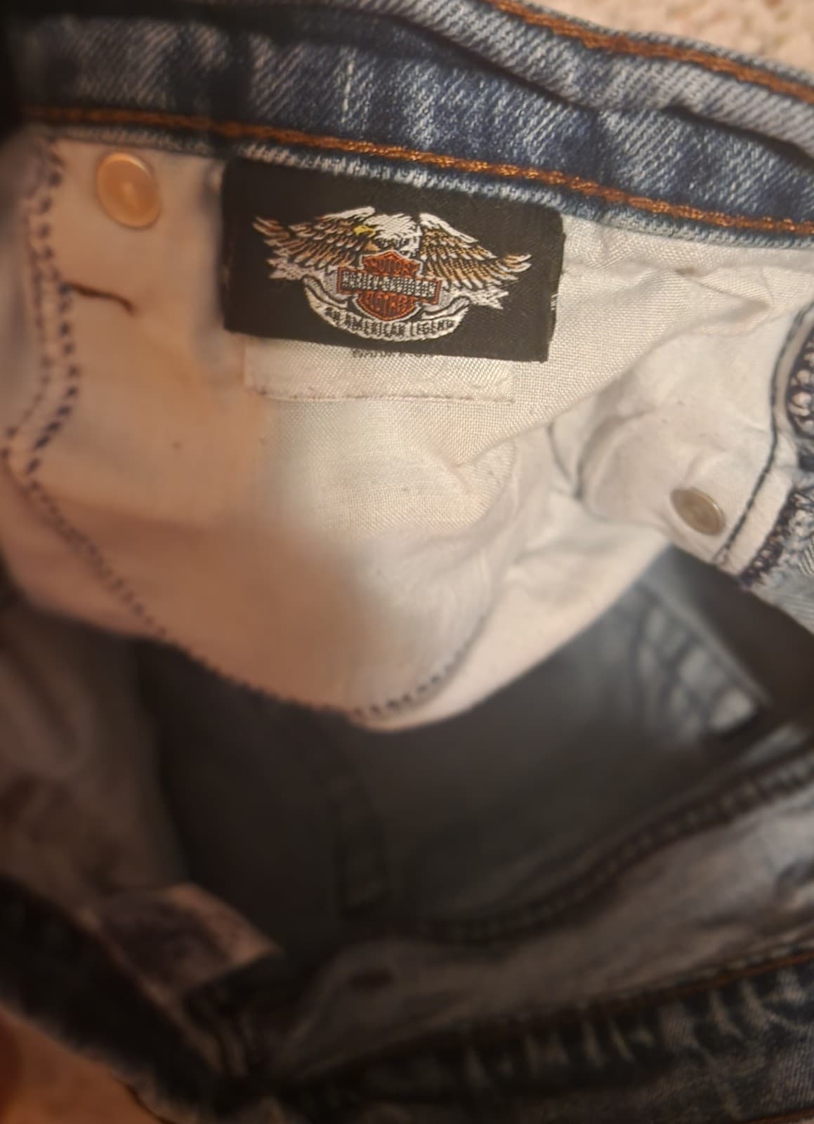 Women's Harley-Davidson Regular Straight Leg Denim Blue Jeans sz 12 - Thumbnail 4