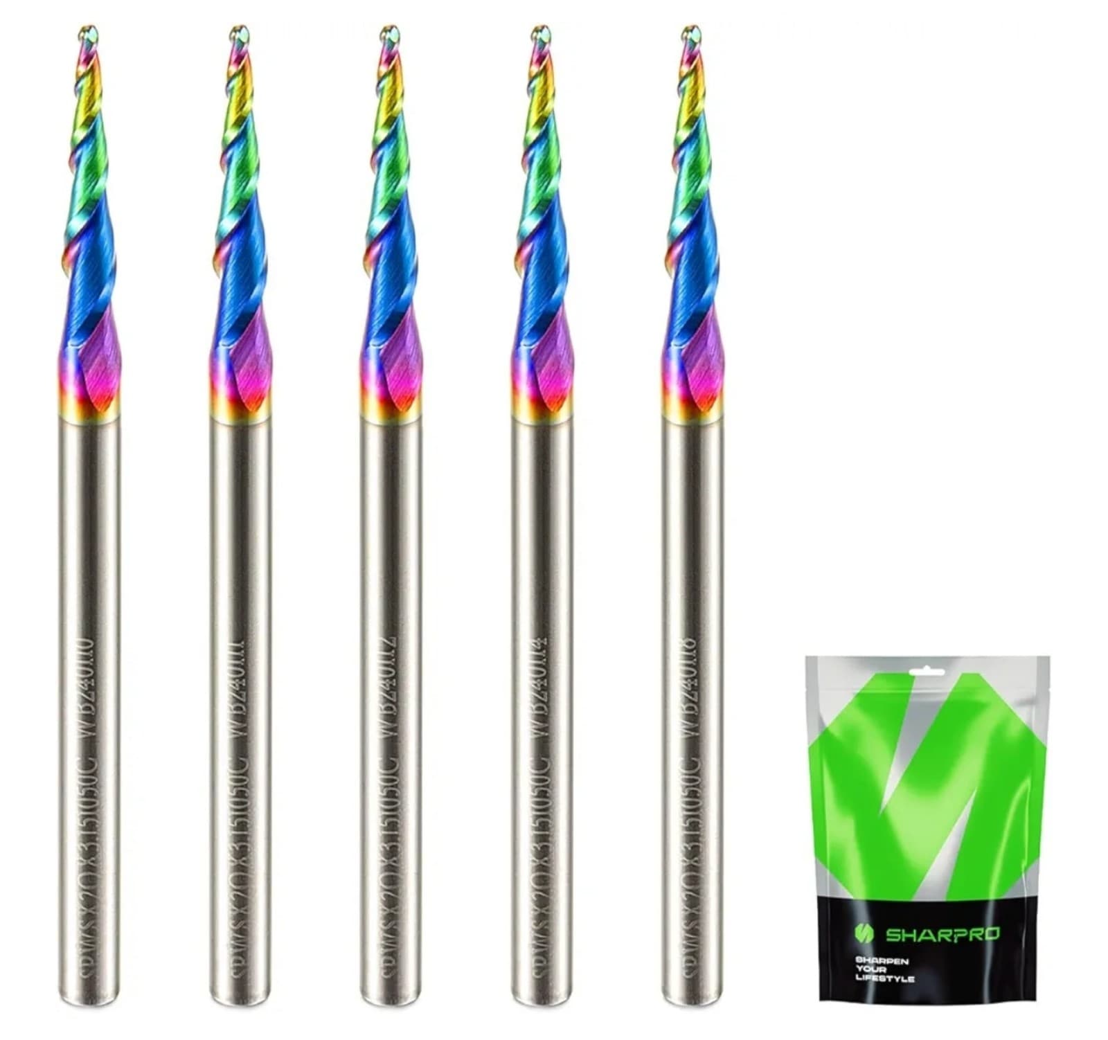 Ball Nose End Mill 1/8” Shank 8 Deg 1mm Tip Quark Smooth Coated Carbide CNC - Image 1