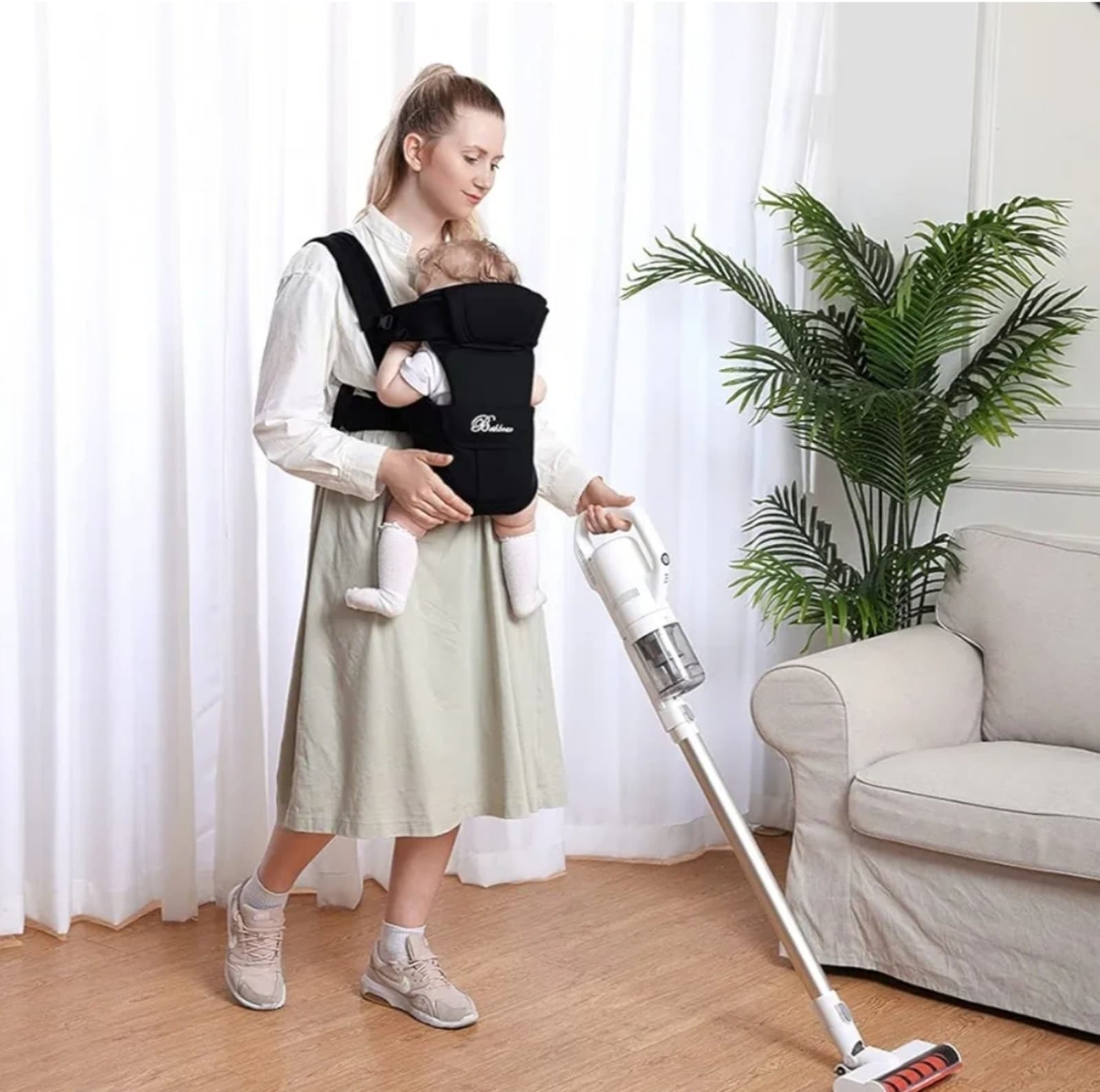 Baby Carrier 4-in-1 Ergonomic Backpack Baby Wrap Carrier - Thumbnail 6