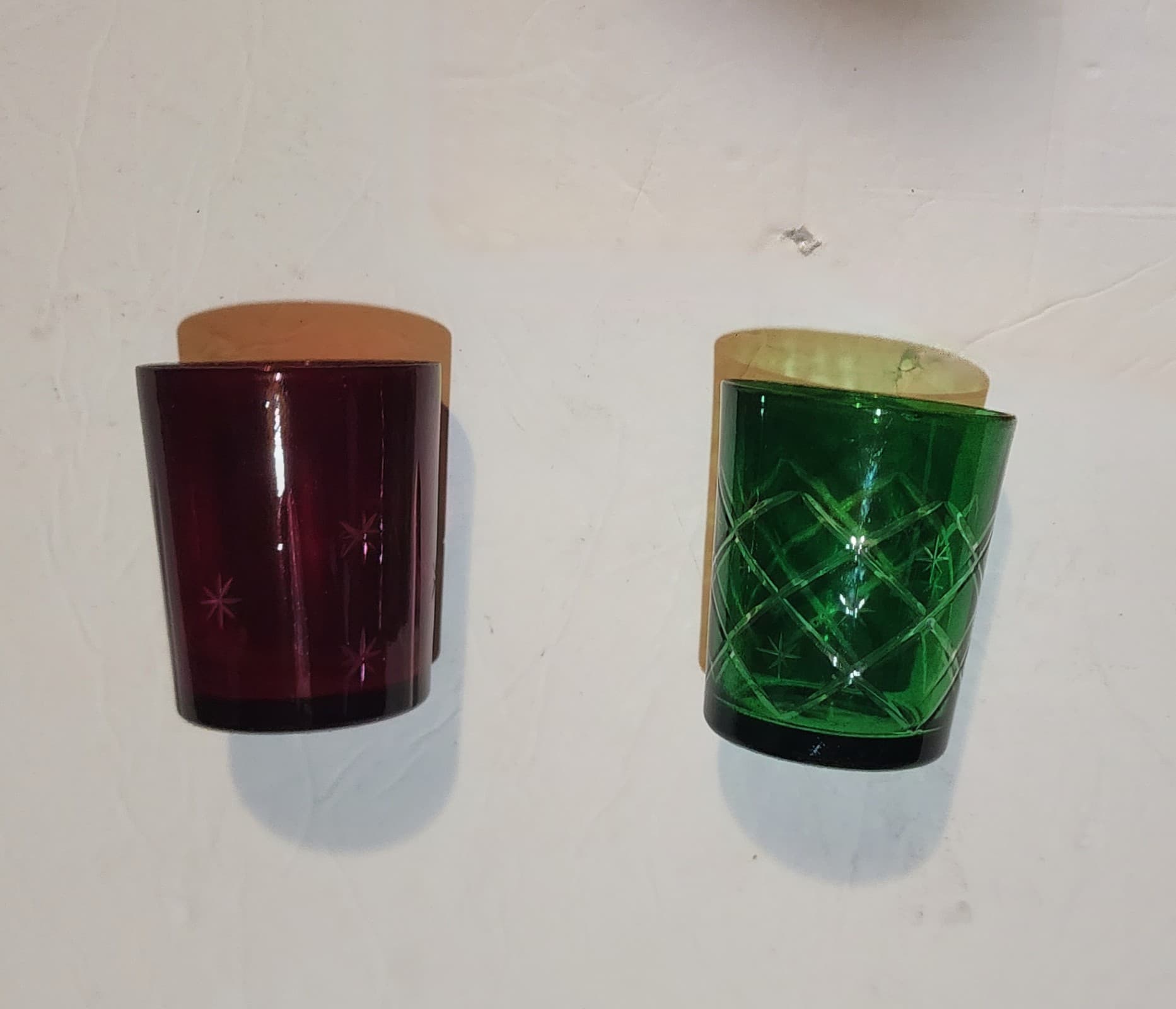 Vintage Bohemian Czech Glass Crystal Cut To Clear Votive Holder Cups - Thumbnail 2