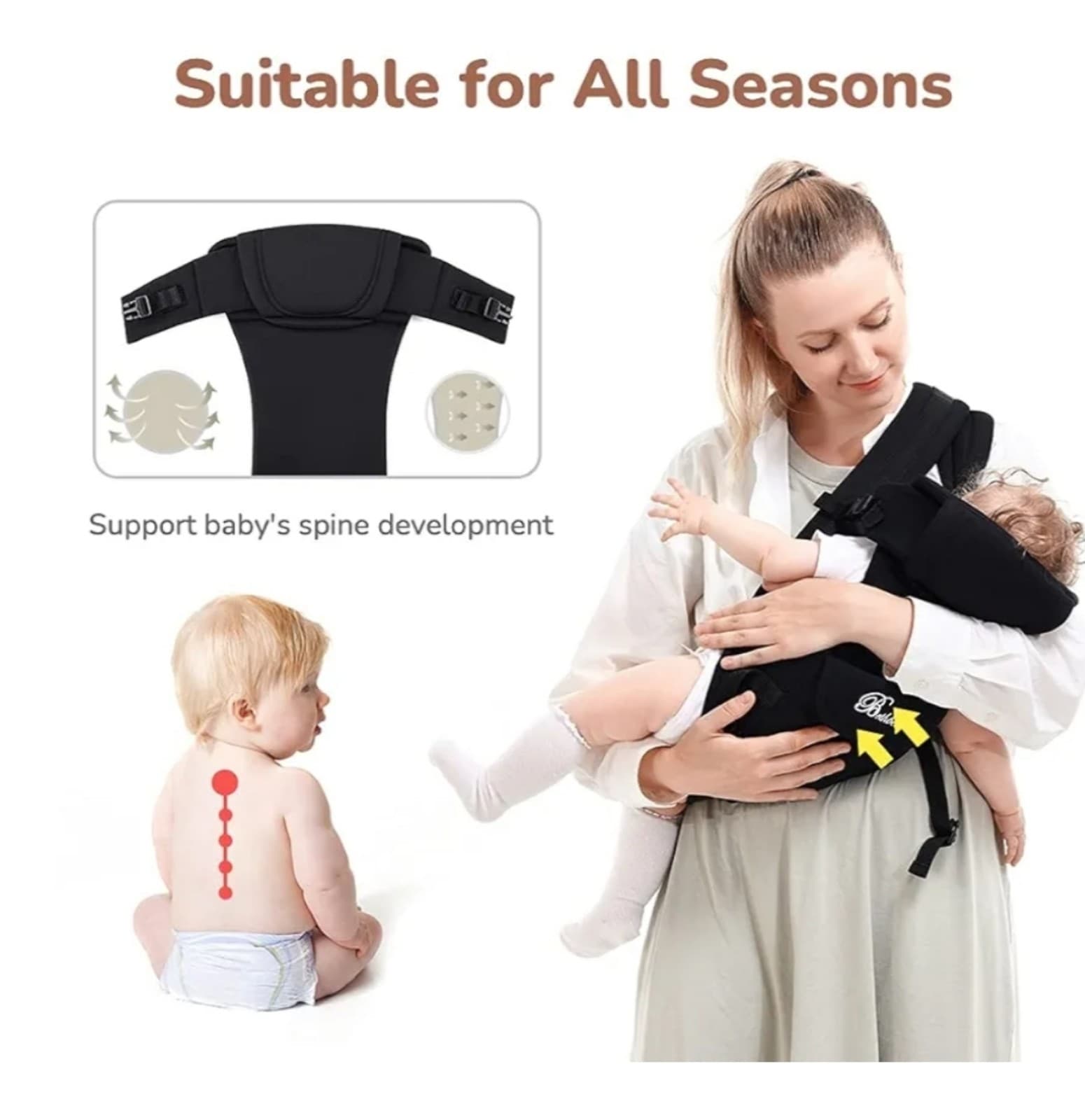Baby Carrier 4-in-1 Ergonomic Backpack Baby Wrap Carrier - Thumbnail 4