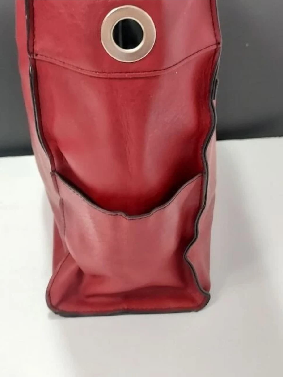 Miche Red Faux Leather Handbag Tote Purse Bag Vintage - Thumbnail 5