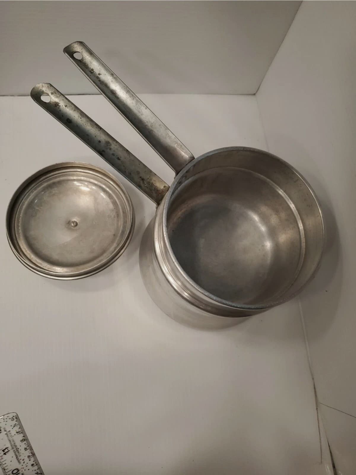 Vintage Mirro Aluminum Double Boiler 2qt 372M Rare Kitchen Decor - Thumbnail 5