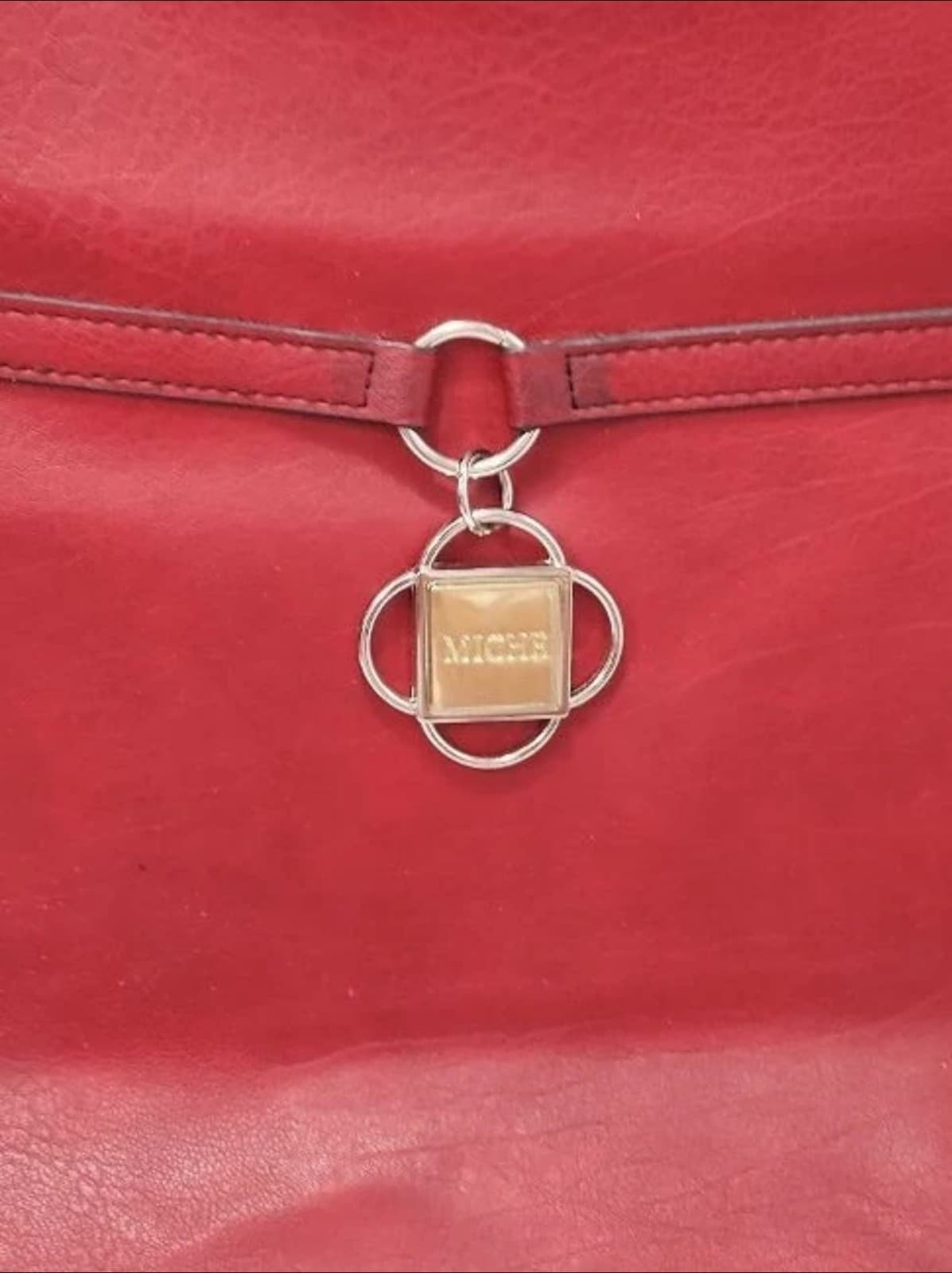 Miche Red Faux Leather Handbag Tote Purse Bag Vintage - Thumbnail 3