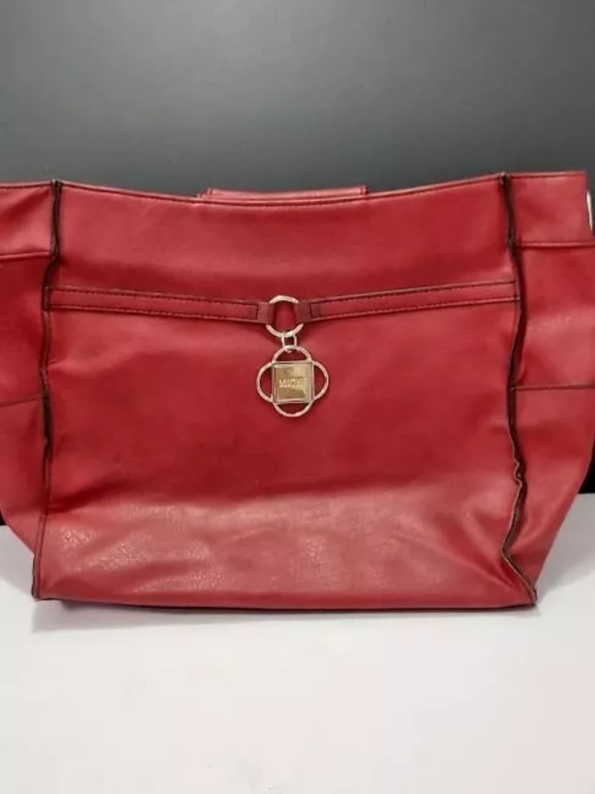 Miche Red Faux Leather Handbag Tote Purse Bag Vintage - Thumbnail 2