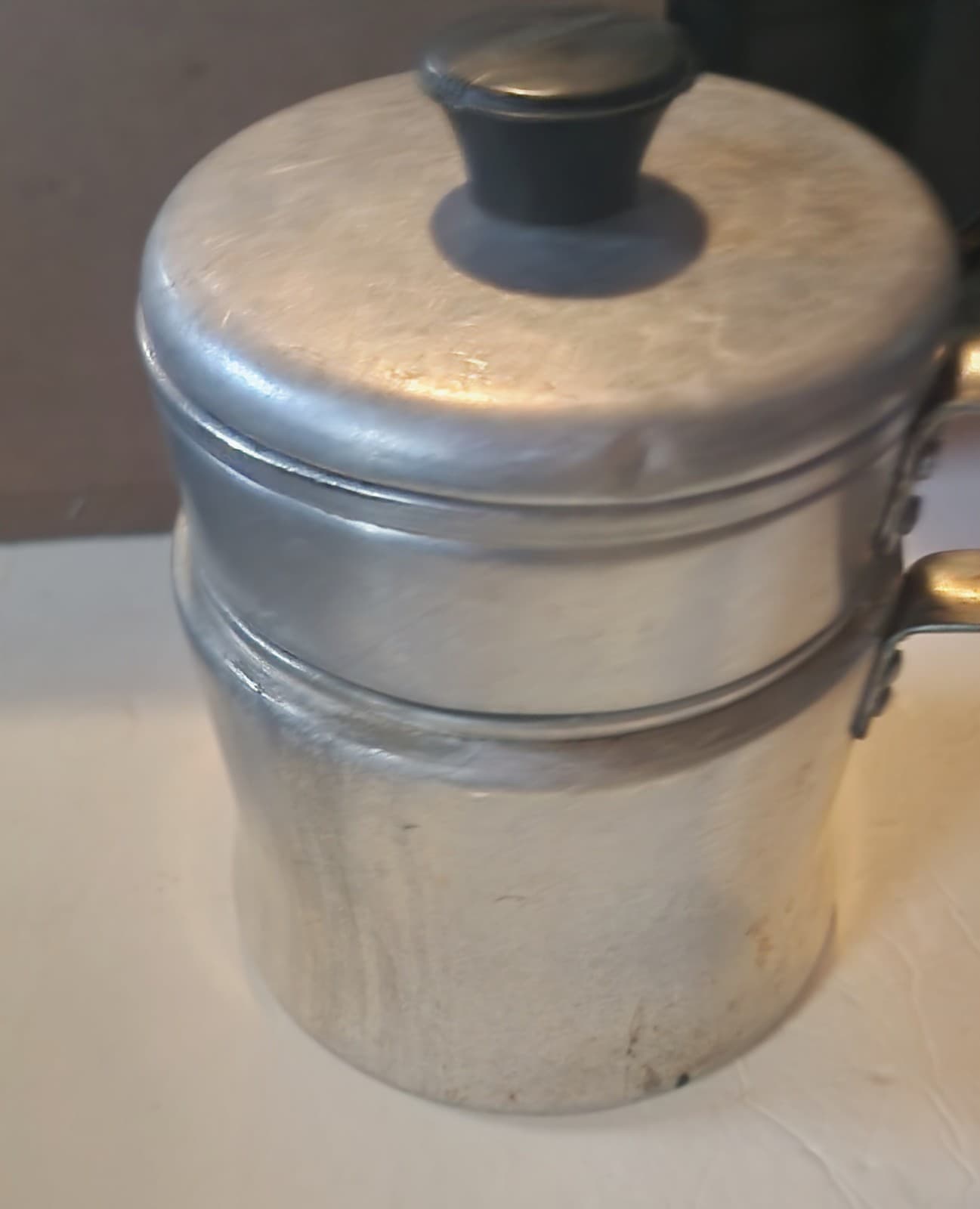 Vintage Mirro Aluminum Double Boiler 2qt 372M Rare Kitchen Decor - Thumbnail 4