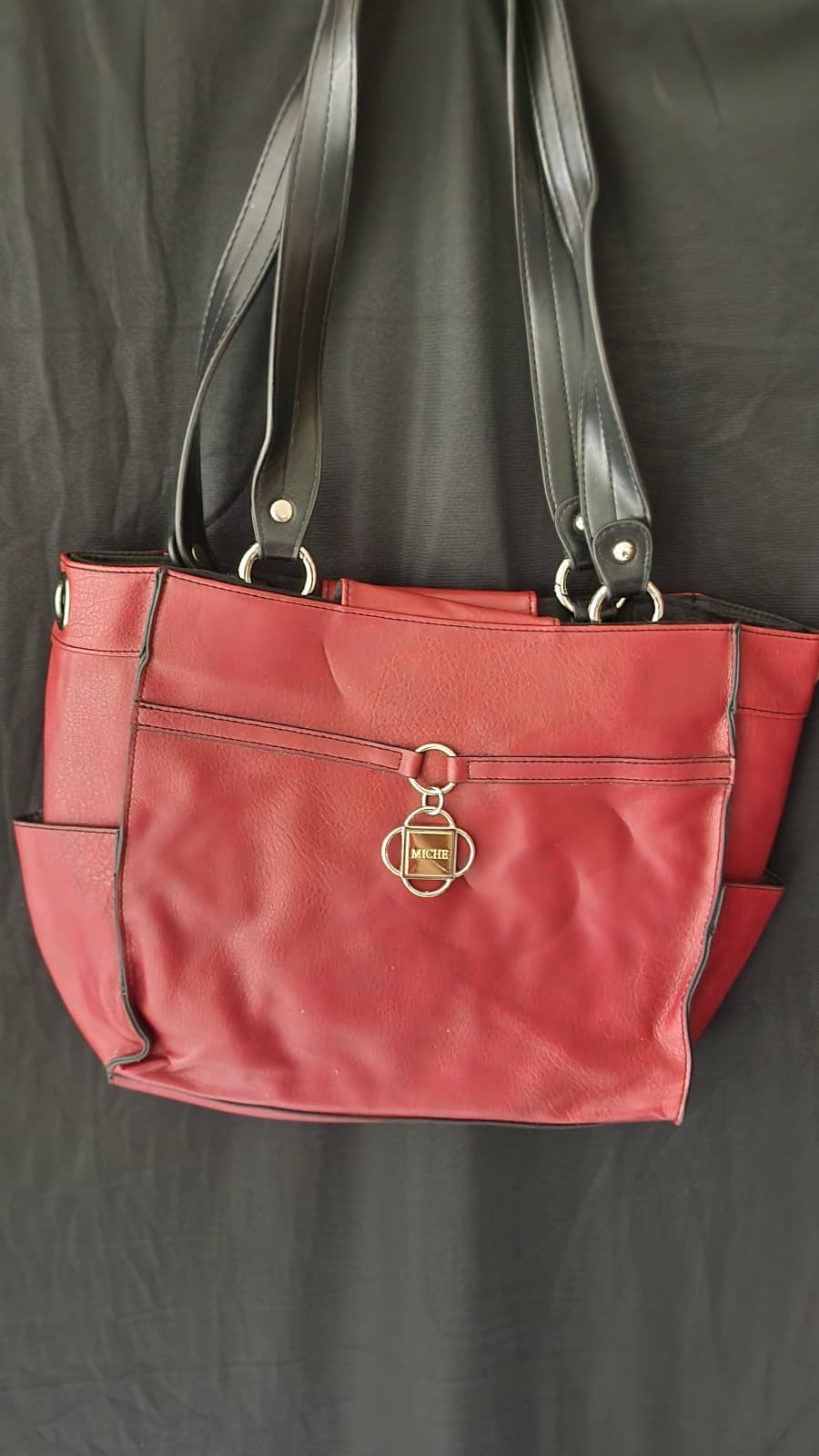 Miche Red Faux Leather Handbag Tote Purse Bag Vintage - Image 1