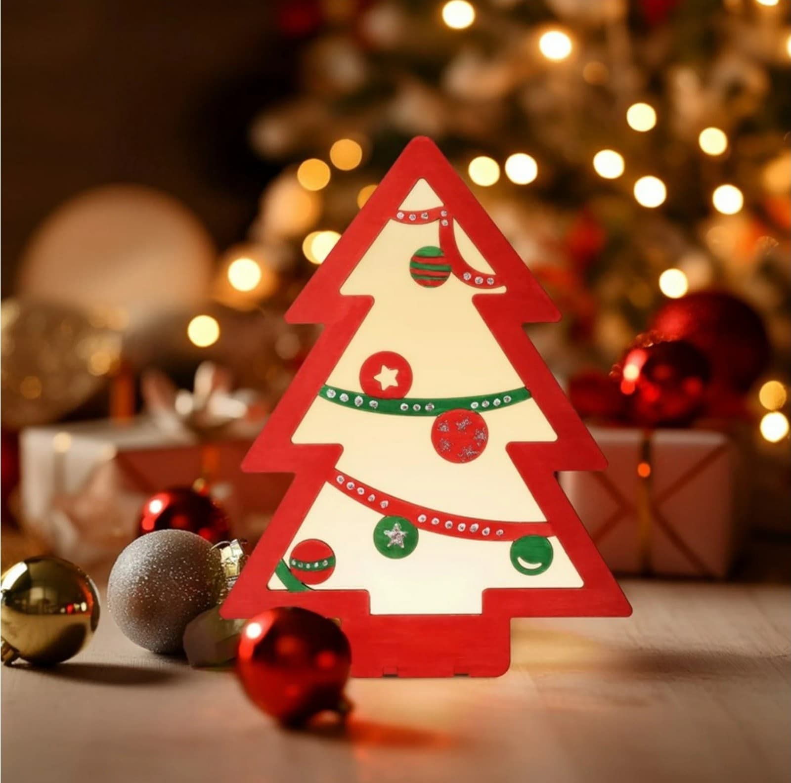 Holiday Time Christmas Tree Craft Kit with LED lights & Paints - Thumbnail 5