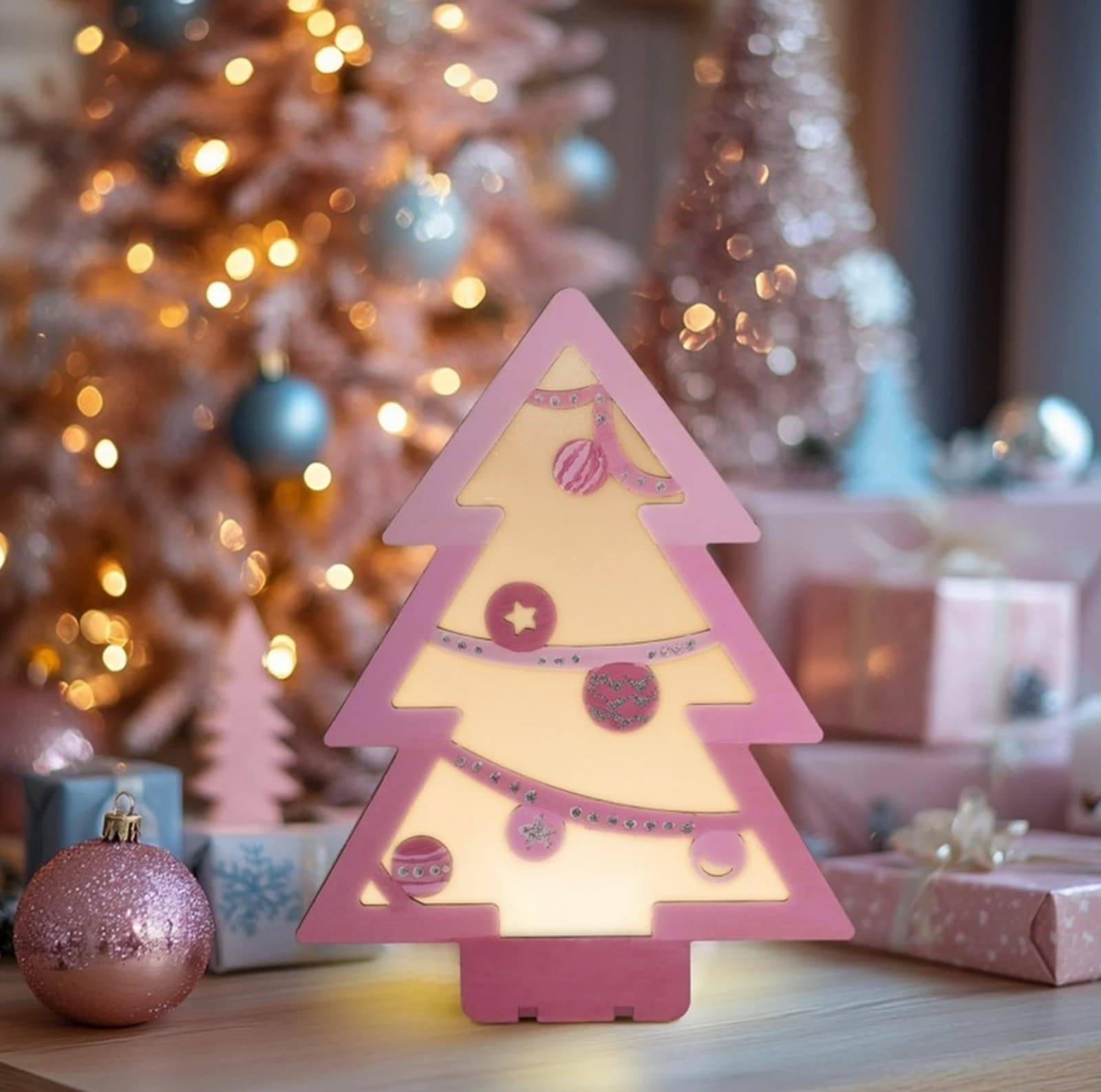 Holiday Time Christmas Tree Craft Kit with LED lights & Paints - Thumbnail 6