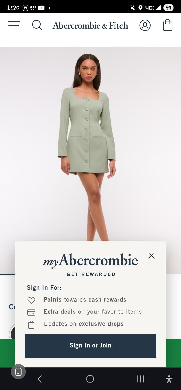 Abacrombie & Fitch Mara Long-Sleeve Mini Dress0 - Image 1