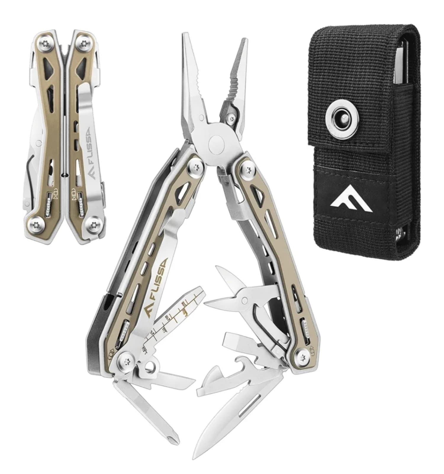 Multi Tool Pliers, Desert Tan 16 in 1 Stainless Steel Multipurpose tool with Tac - Image 1