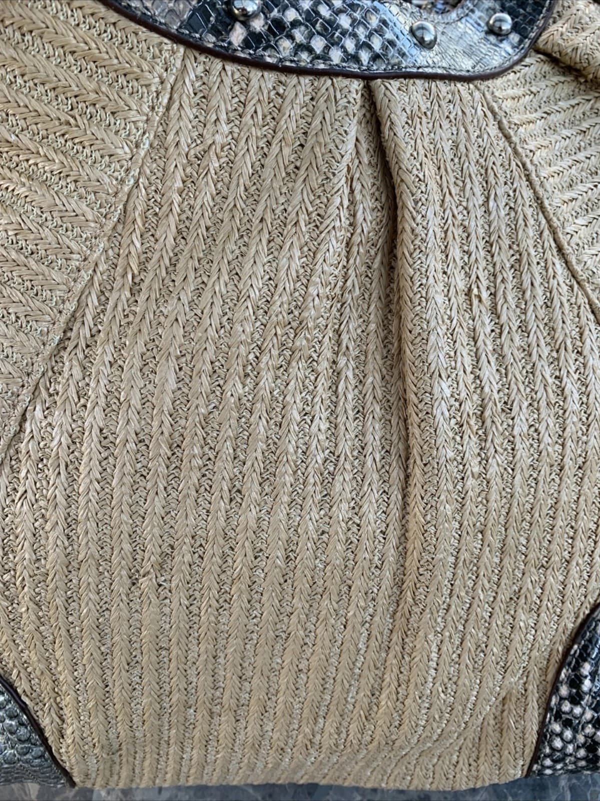 Style & Co Faux Snakeskin Straw Hobo Style Handbag Shoulder Bag Purse Tote - Thumbnail 4