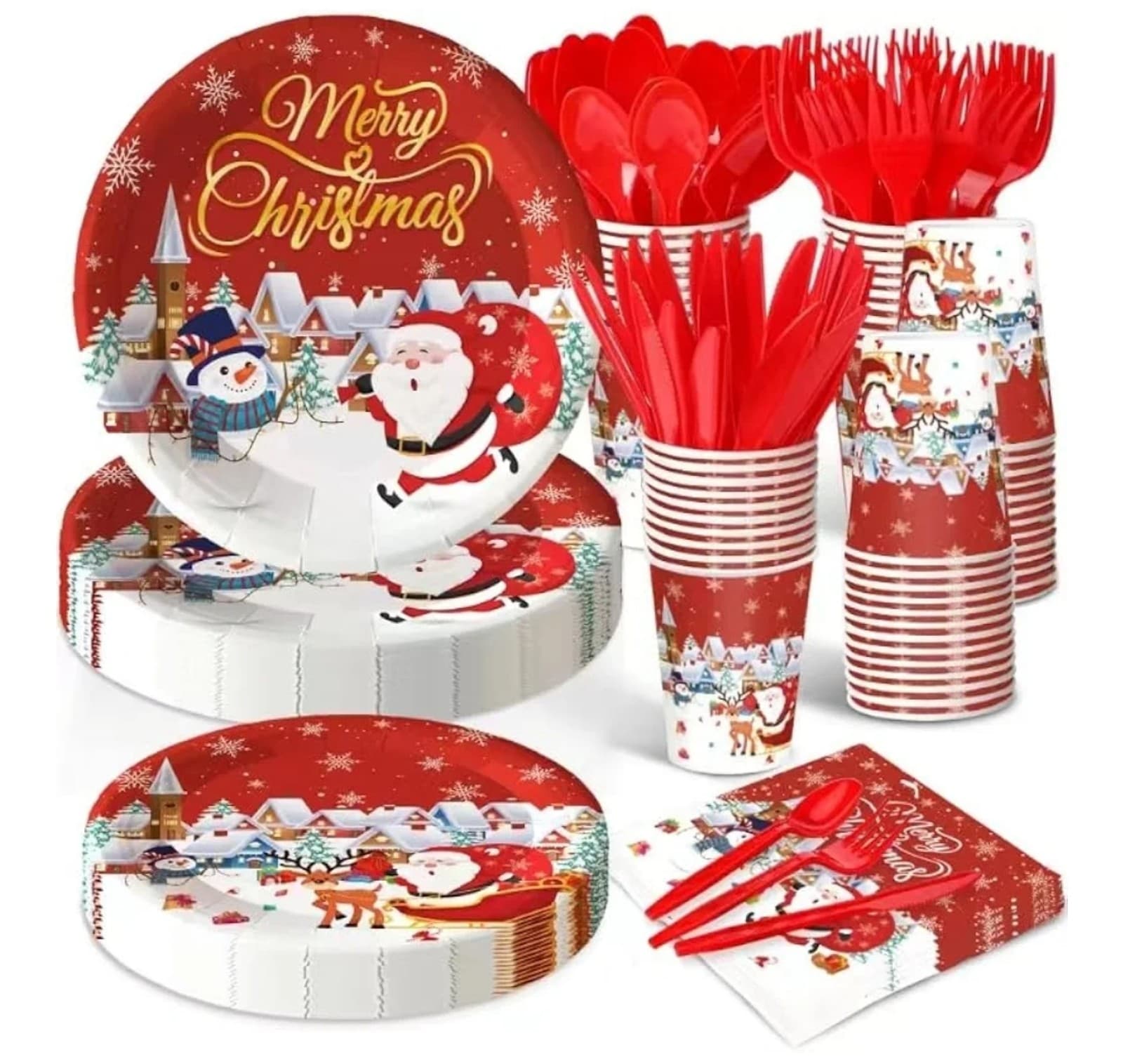 Christmas Party Supplies Tableware Set 24 Guests - Image 1