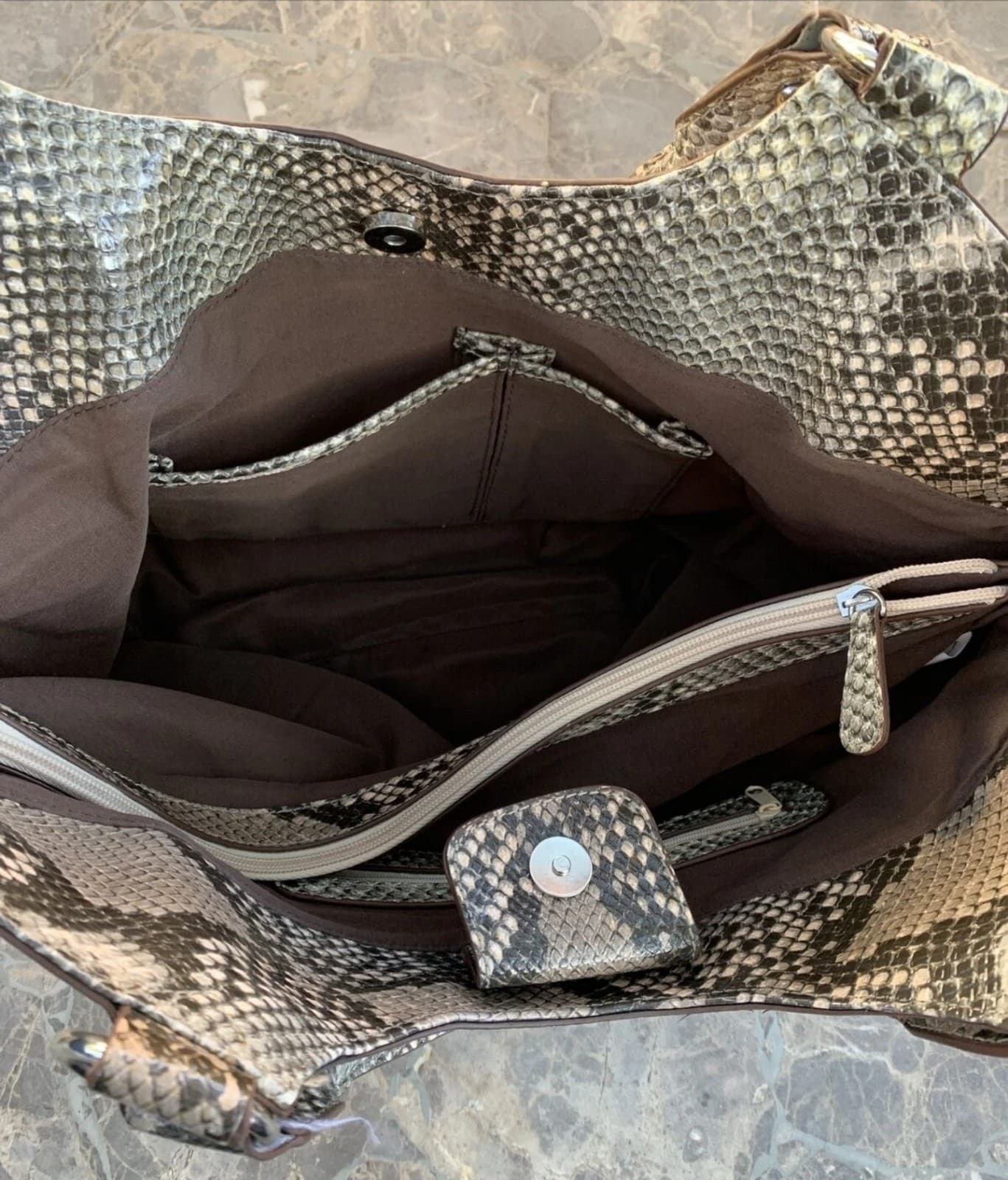 Style & Co Faux Snakeskin Straw Hobo Style Handbag Shoulder Bag Purse Tote - Thumbnail 10