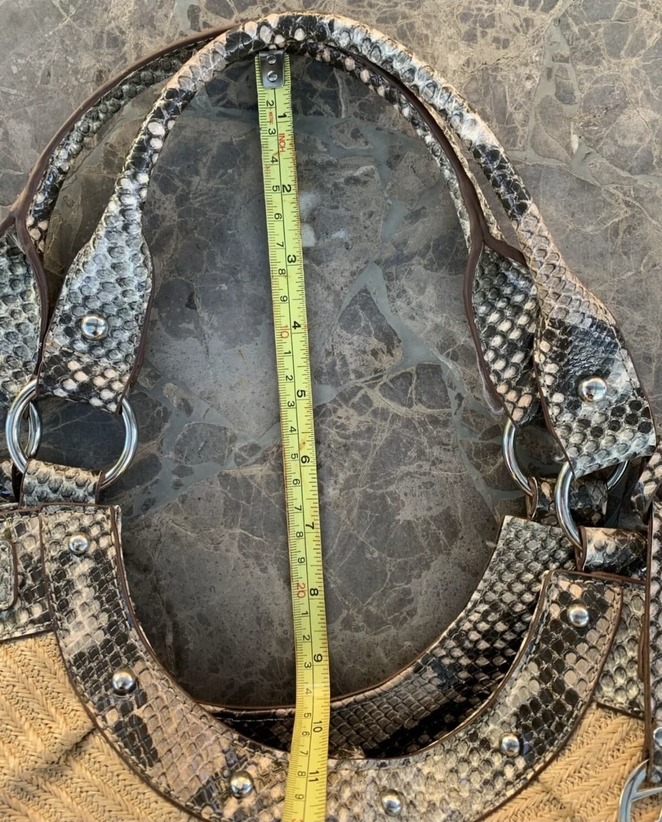 Style & Co Faux Snakeskin Straw Hobo Style Handbag Shoulder Bag Purse Tote - Thumbnail 7