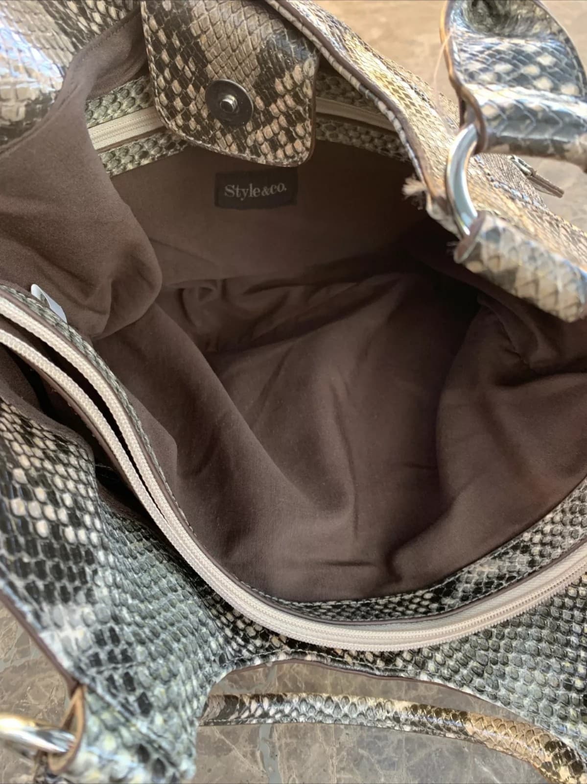 Style & Co Faux Snakeskin Straw Hobo Style Handbag Shoulder Bag Purse Tote - Thumbnail 12