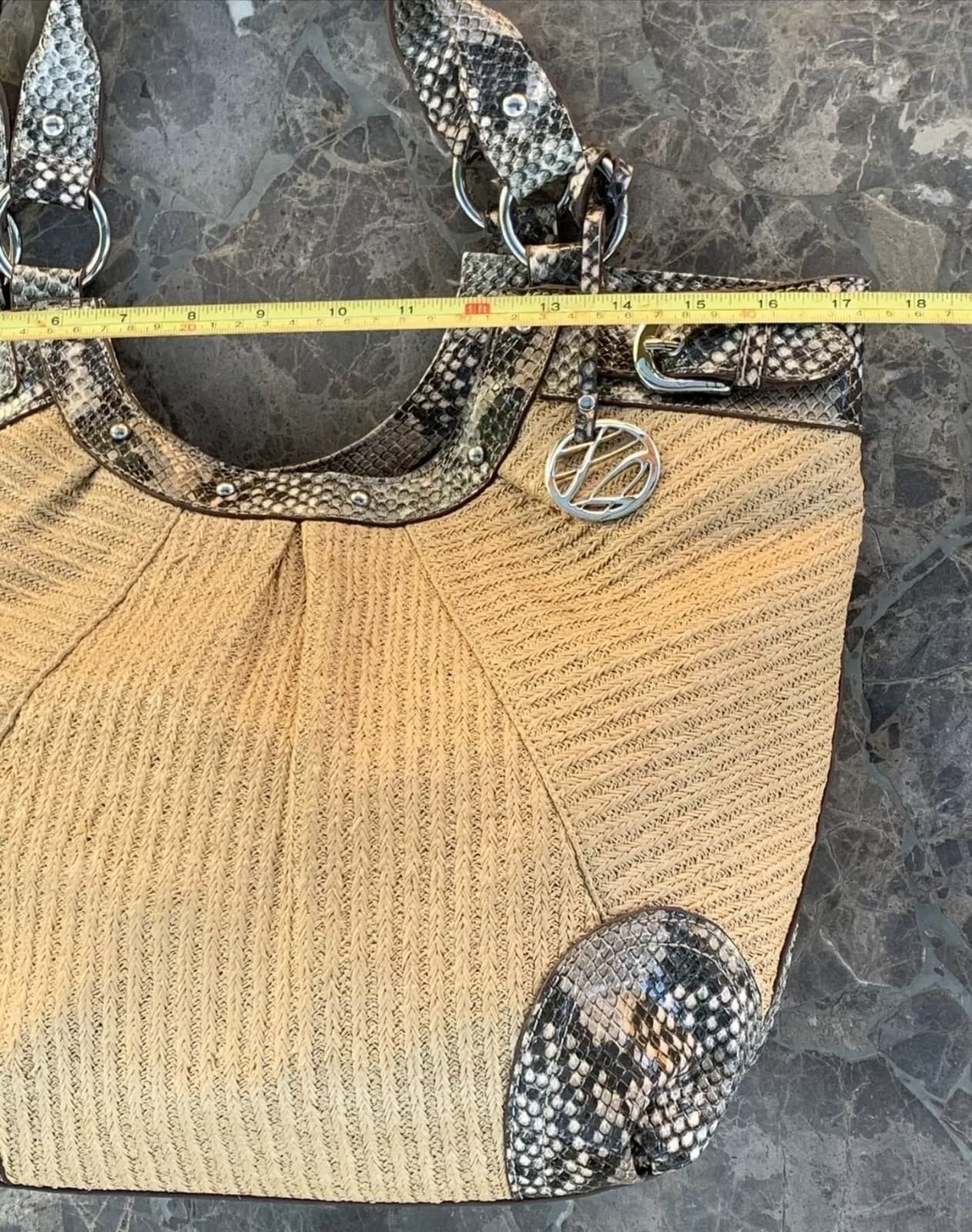 Style & Co Faux Snakeskin Straw Hobo Style Handbag Shoulder Bag Purse Tote - Thumbnail 5