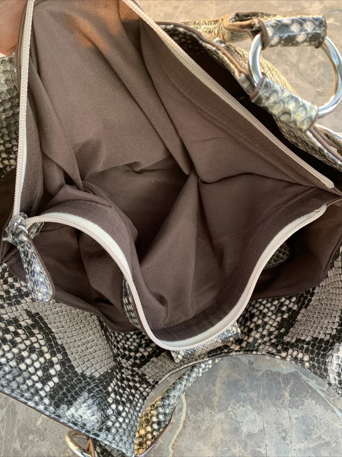 Style & Co Faux Snakeskin Straw Hobo Style Handbag Shoulder Bag Purse Tote - Thumbnail 11