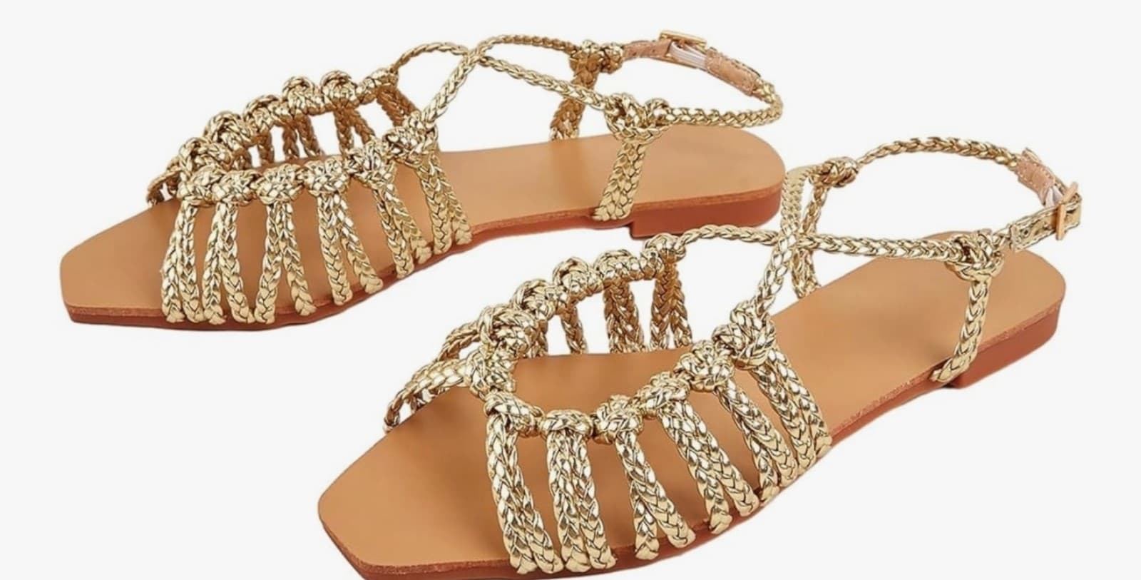 Verdusa Women's Metallic Braided Slingback Sandals Casual Strappy Sandals sz 9 - Thumbnail 2