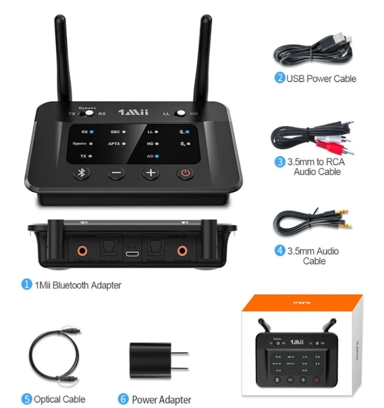 Bluetooth 5.3 Transmitter Receiver for TV Home Stereo BT Headphones, aptX Low La - Thumbnail 7