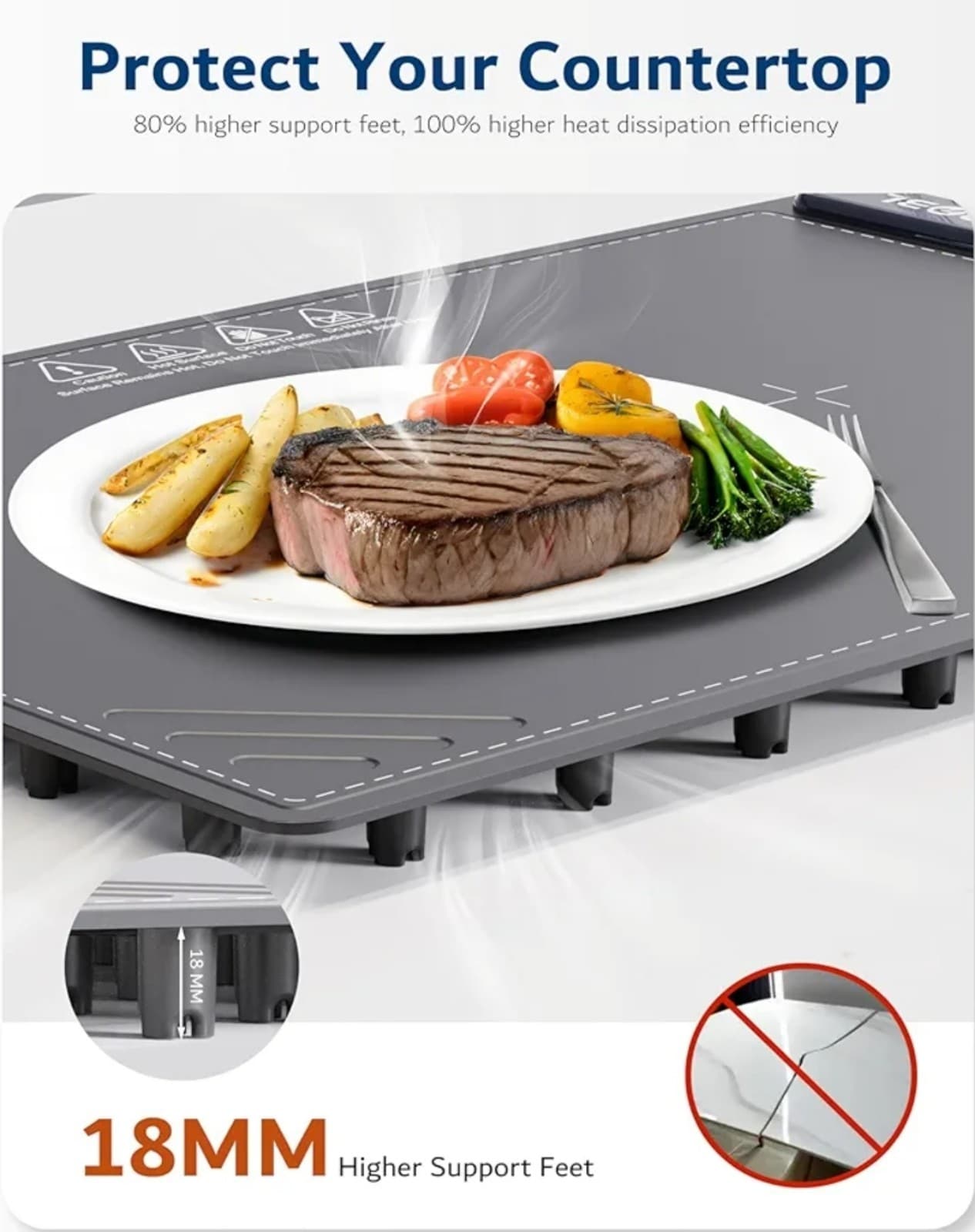 Warming Mat for Food -Electric Food Warming Tray (24"x16"), Rapid Full-Surface - Thumbnail 4