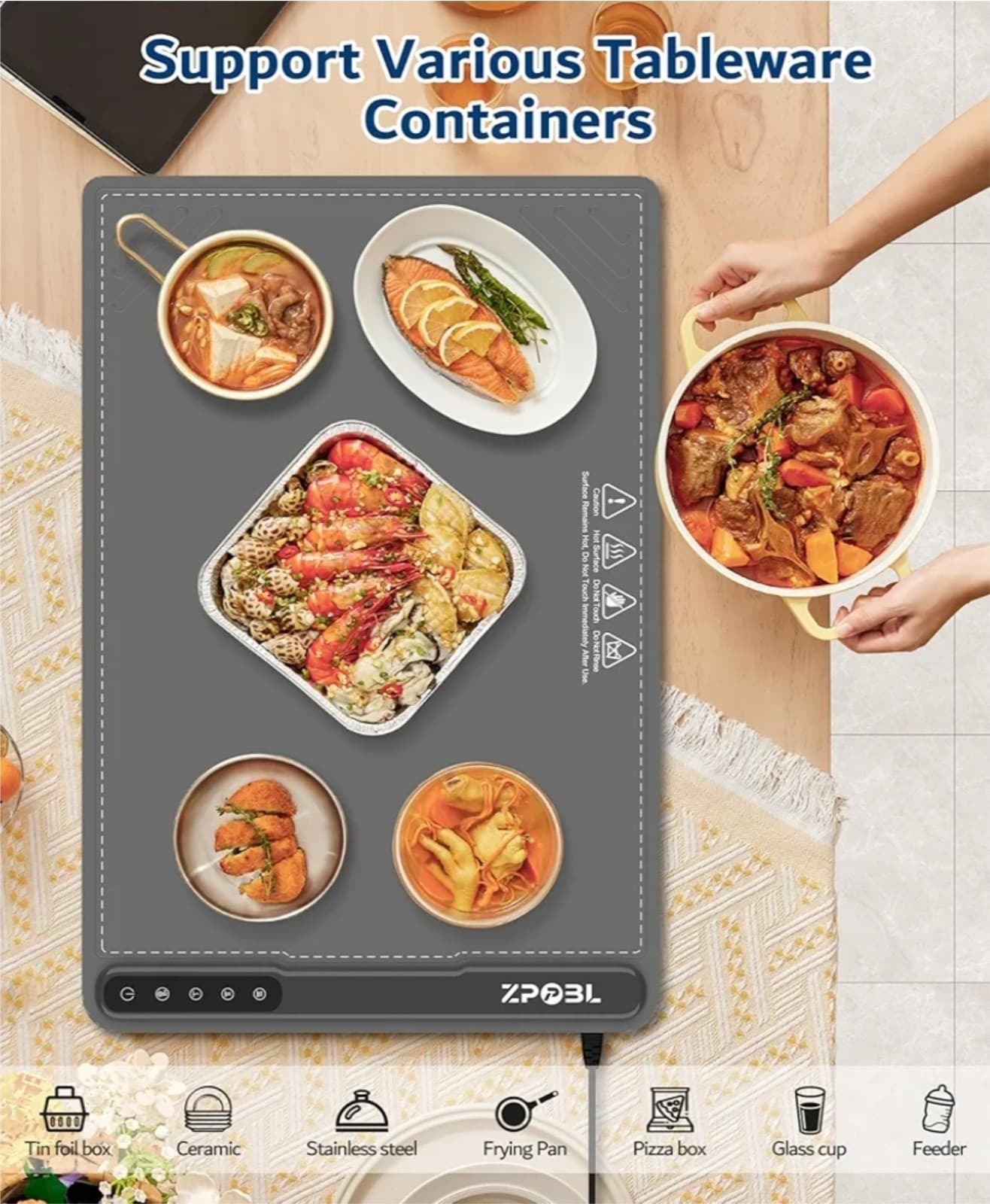 Warming Mat for Food -Electric Food Warming Tray (24"x16"), Rapid Full-Surface - Thumbnail 9