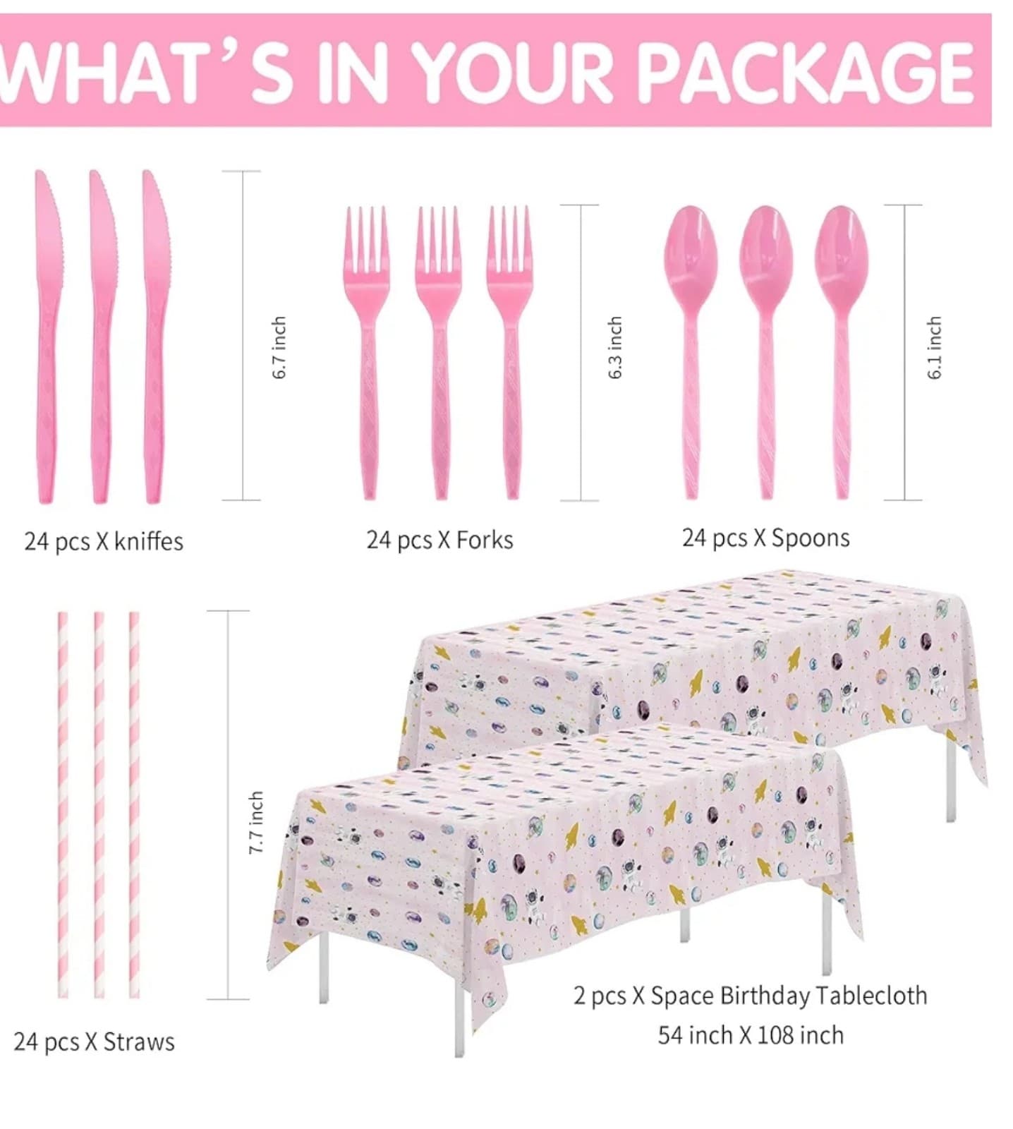 Space Theme Girls Party Supplies, Galaxy Outer Space Planet Astronauts Theme - Thumbnail 3