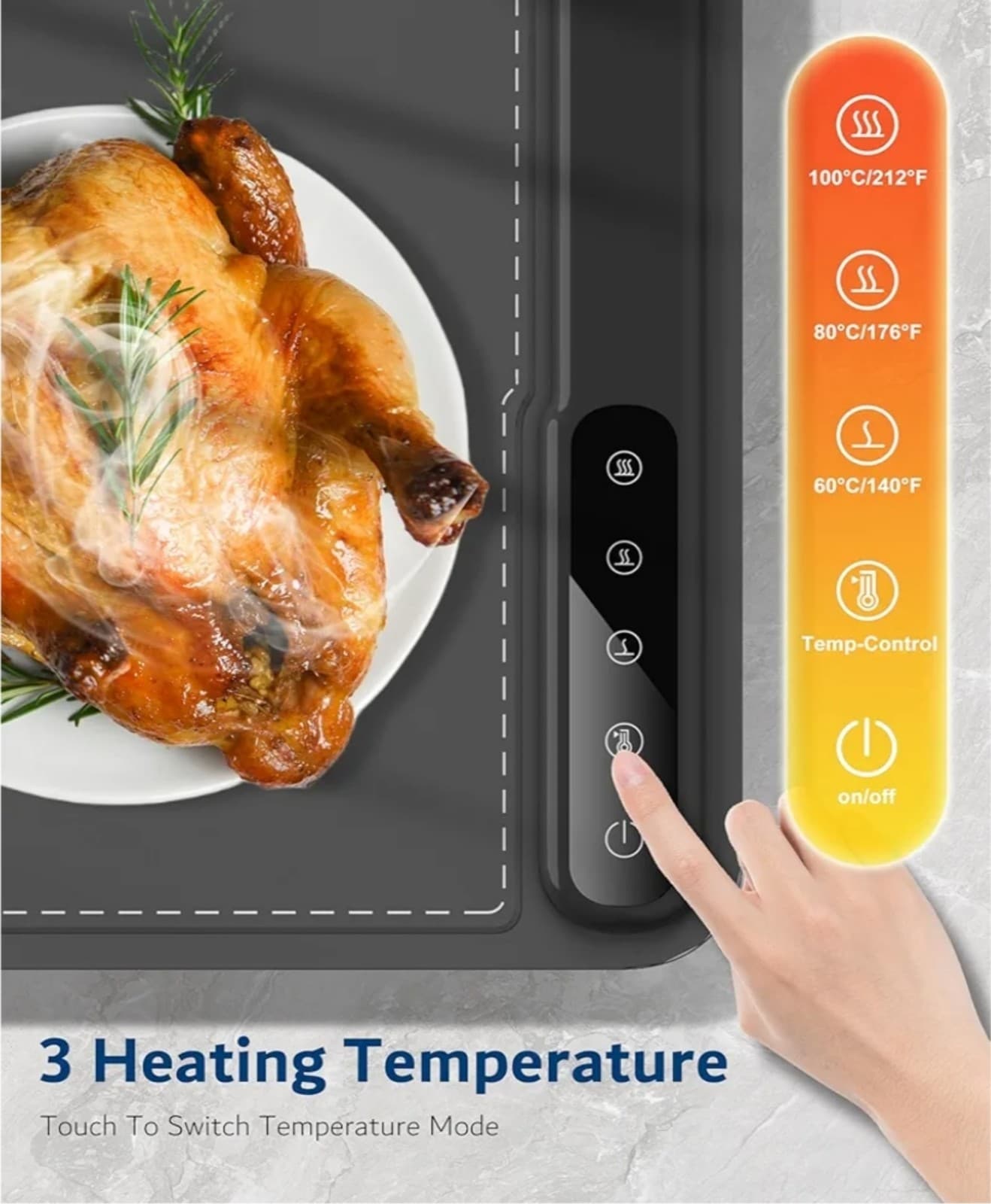 Warming Mat for Food -Electric Food Warming Tray (24"x16"), Rapid Full-Surface - Thumbnail 3