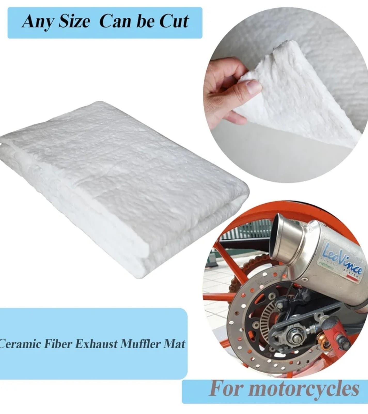 Ceramic Fiber Exhaust Muffler Mat, Universal Muffler Packing Exhaust Pipe Wrap S - Thumbnail 6