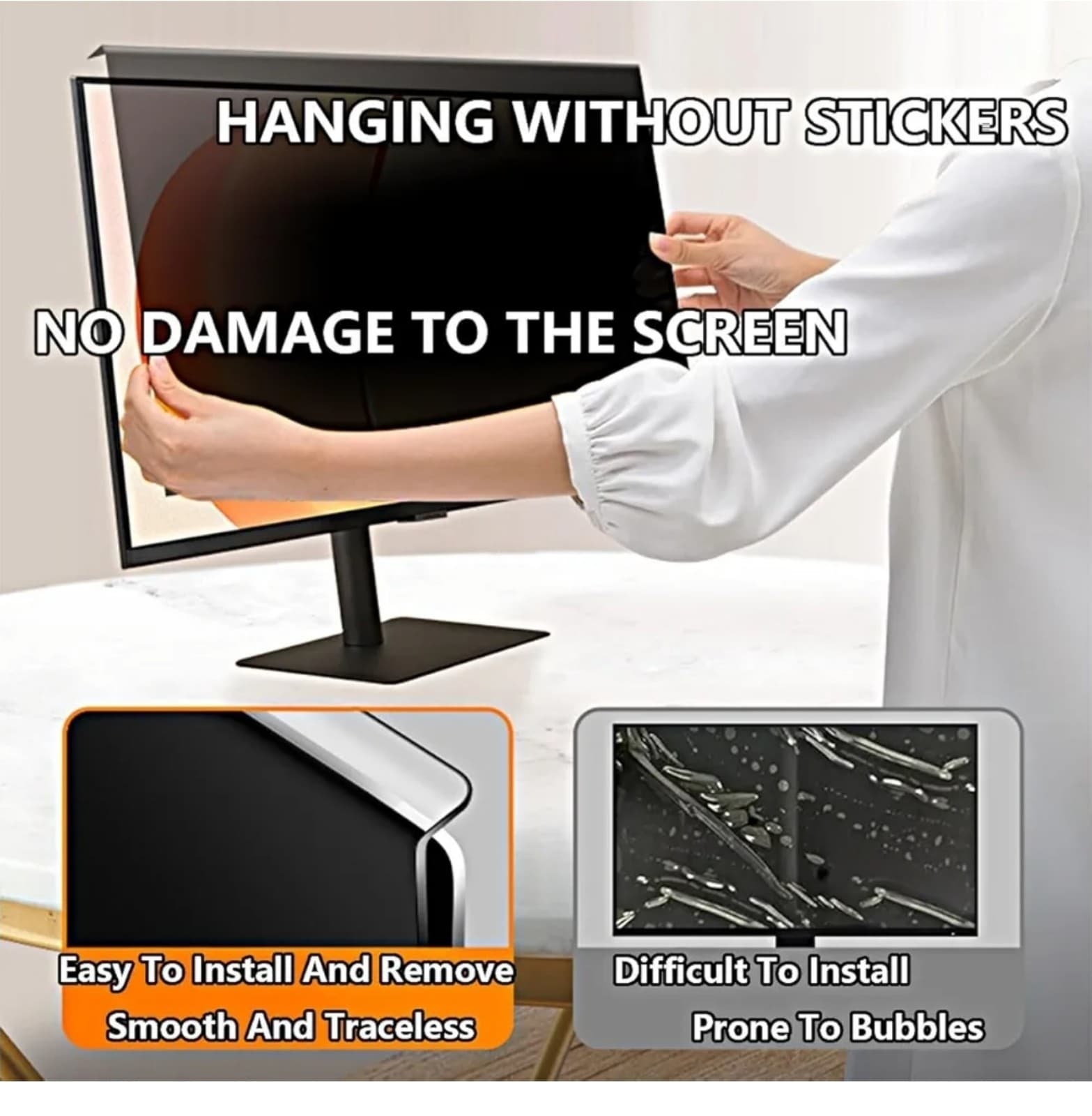 24in Computer Privacy Blue Light Screen Protector Hanging Widescreen - Thumbnail 5