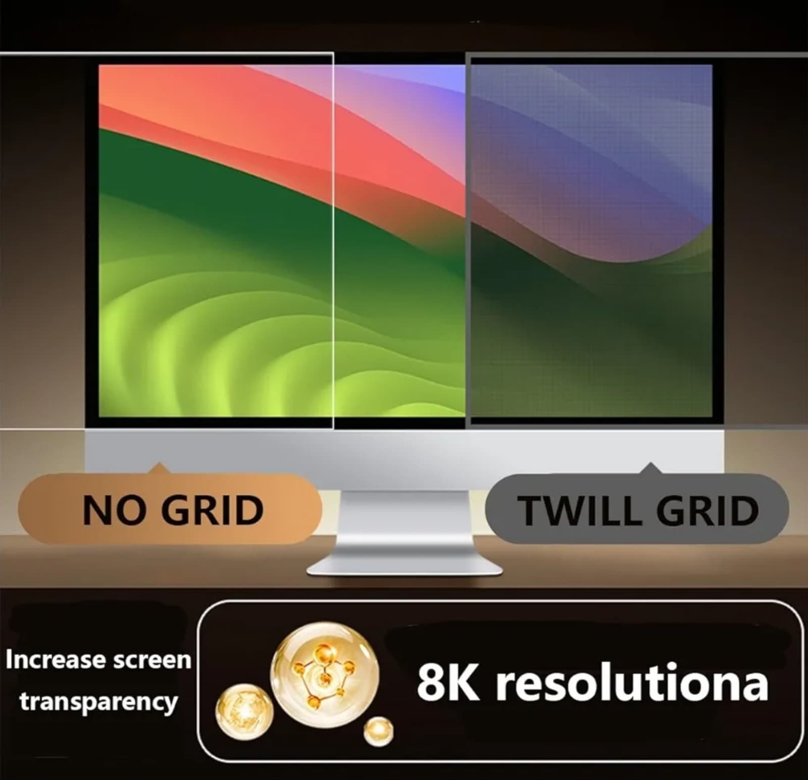 24in Computer Privacy Blue Light Screen Protector Hanging Widescreen - Thumbnail 4