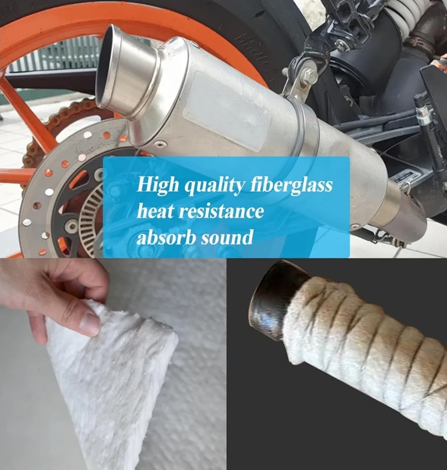 Ceramic Fiber Exhaust Muffler Mat, Universal Muffler Packing Exhaust Pipe Wrap S - Thumbnail 4