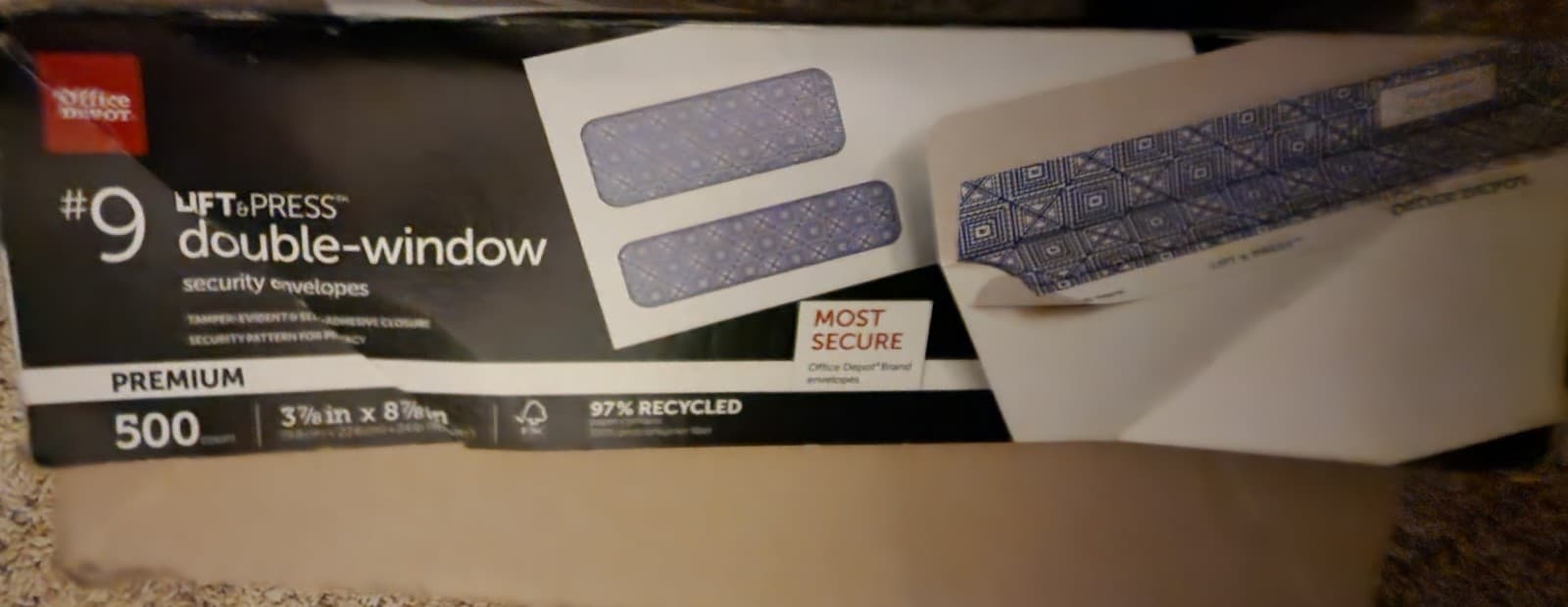 Double-Window Envelopes, #9 (3 7/8in. x 8 7/8in.), White, Clean Seal(TM), Box Of - Thumbnail 2