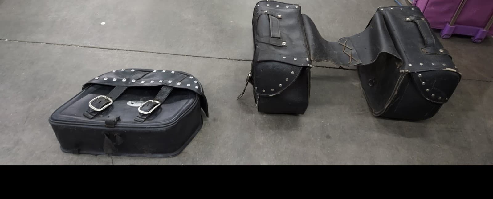 Leather Studded Motorcycle Saddlebags - Image 1
