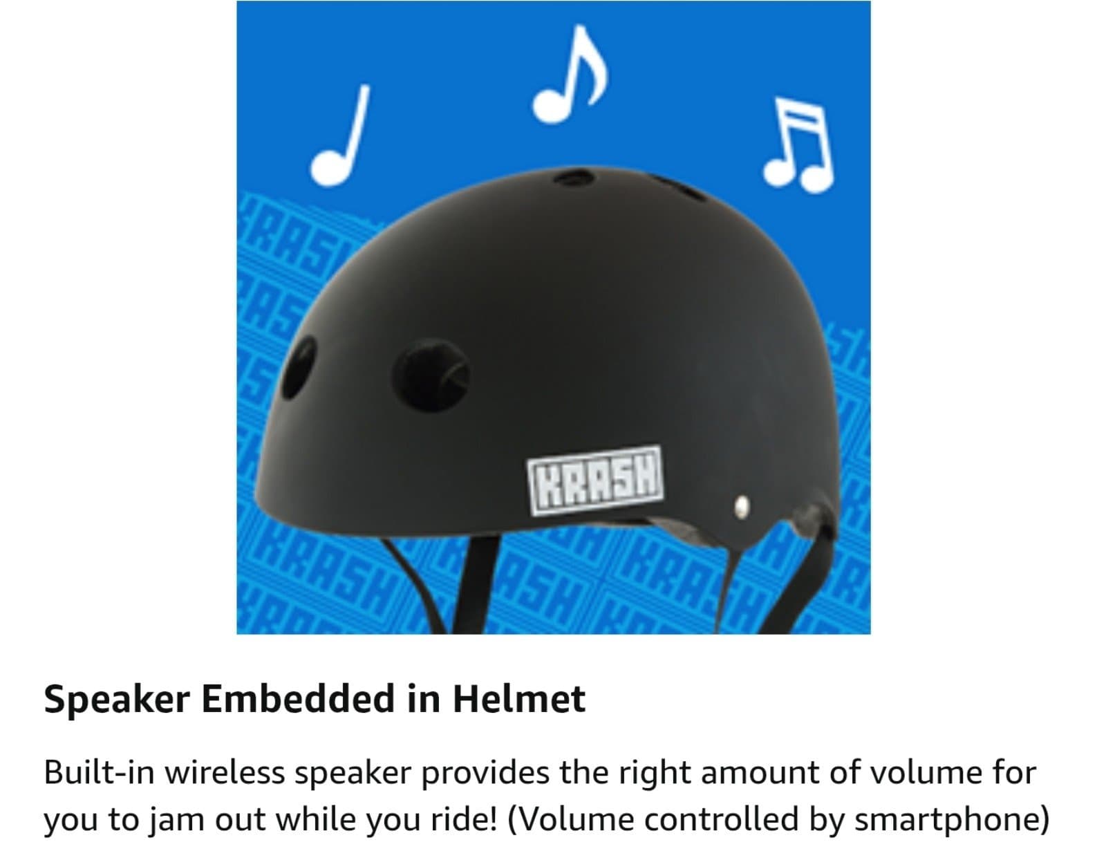 Krash! Bluetooth Speaker Multisport Helmet, Youth 8-14+ (54-58cm), Black, One - Thumbnail 5